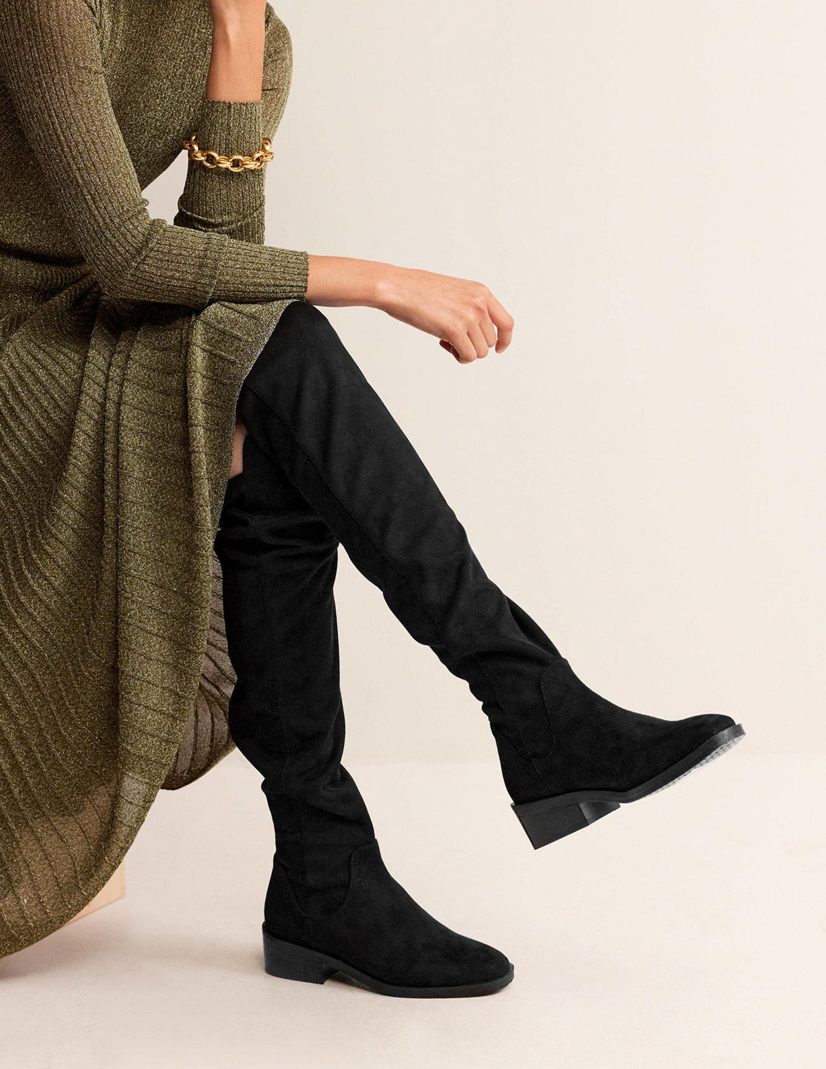 Over-The-Knee Stretch Boots-Black-1