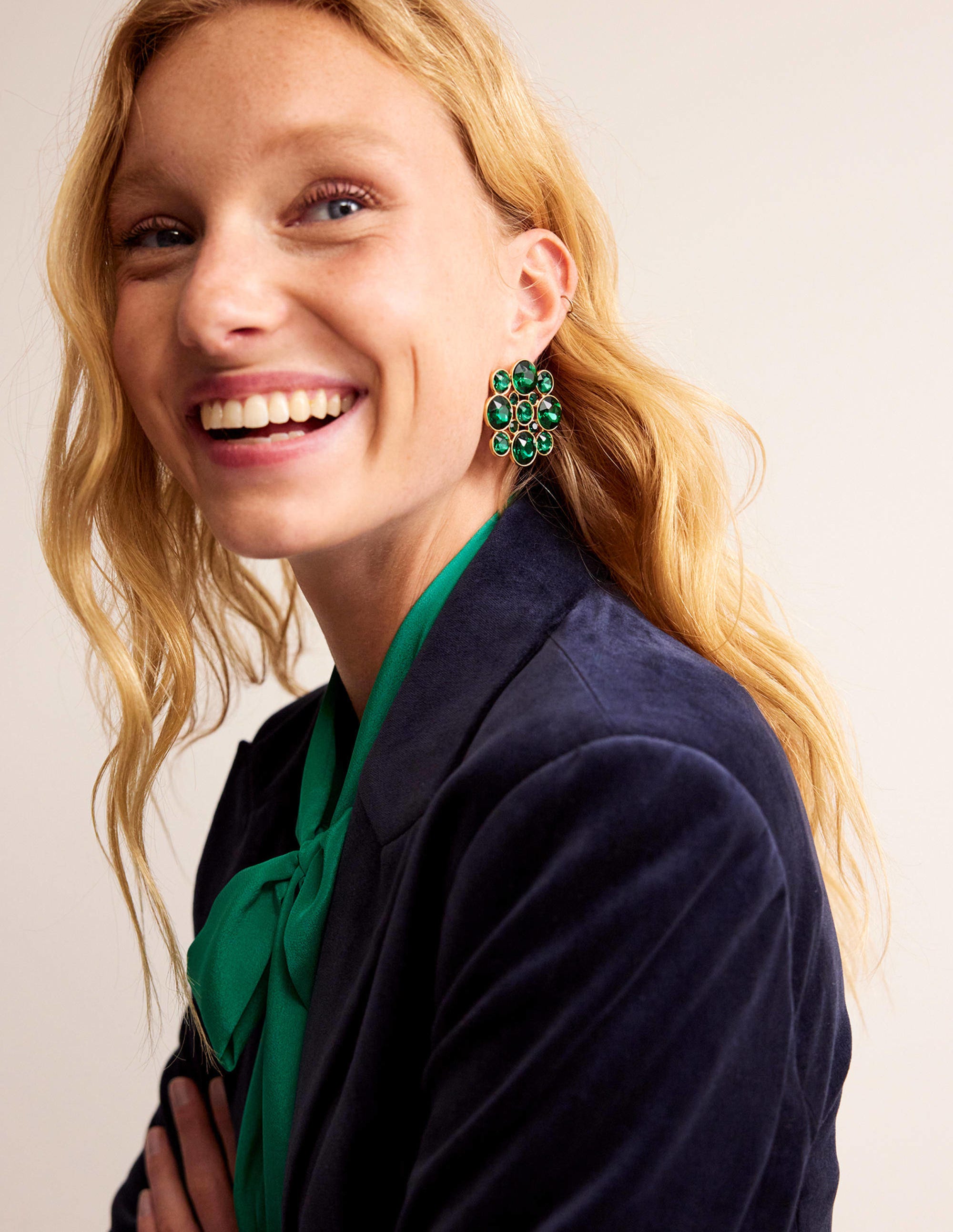 Boucles d'oreilles Andrea ornementées-Vert - Image 1