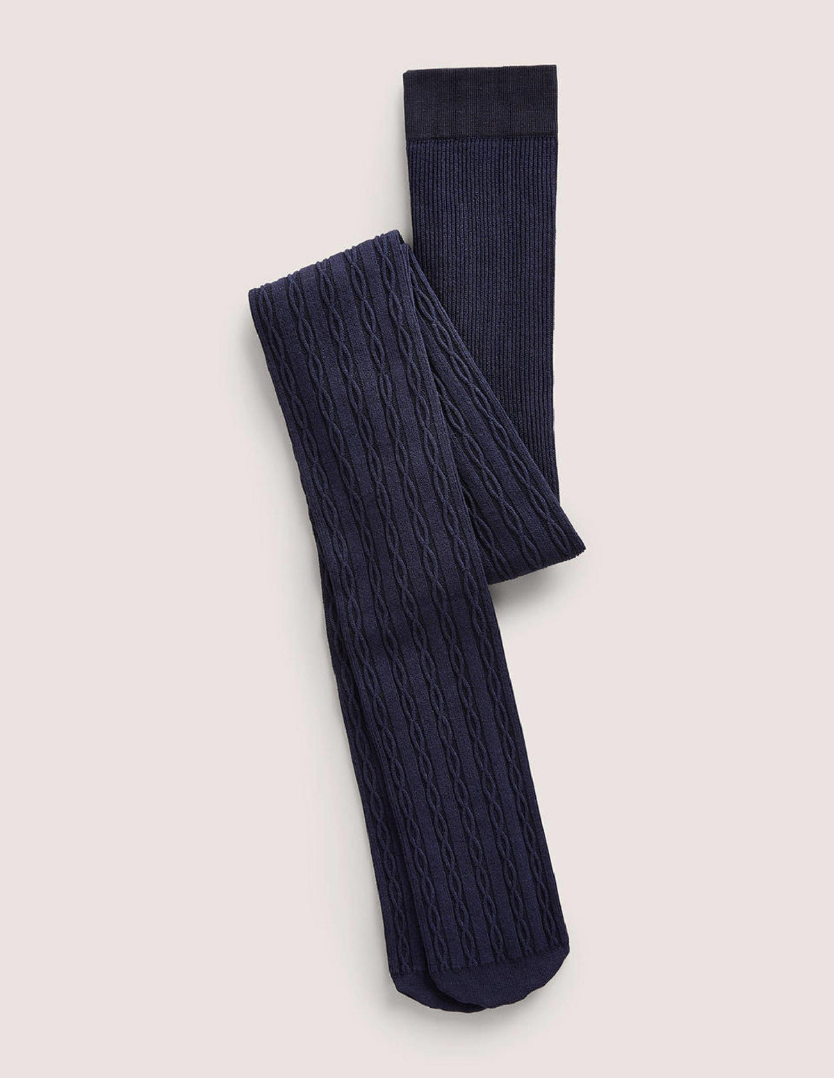 Strumpfhose mit Zopfstrickmuster-Marineblau - Image 1