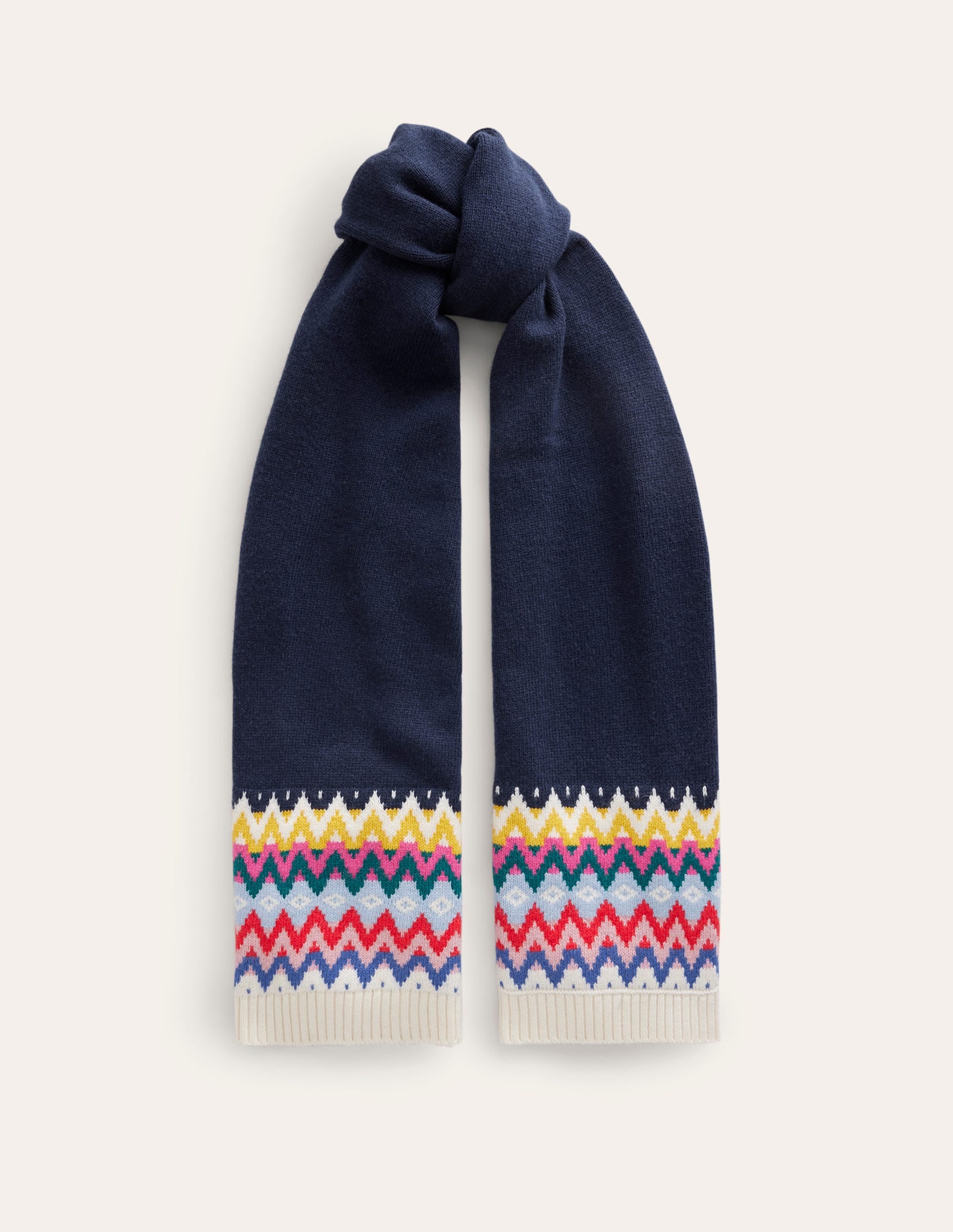Écharpe motif jacquard-Bleu marine-2