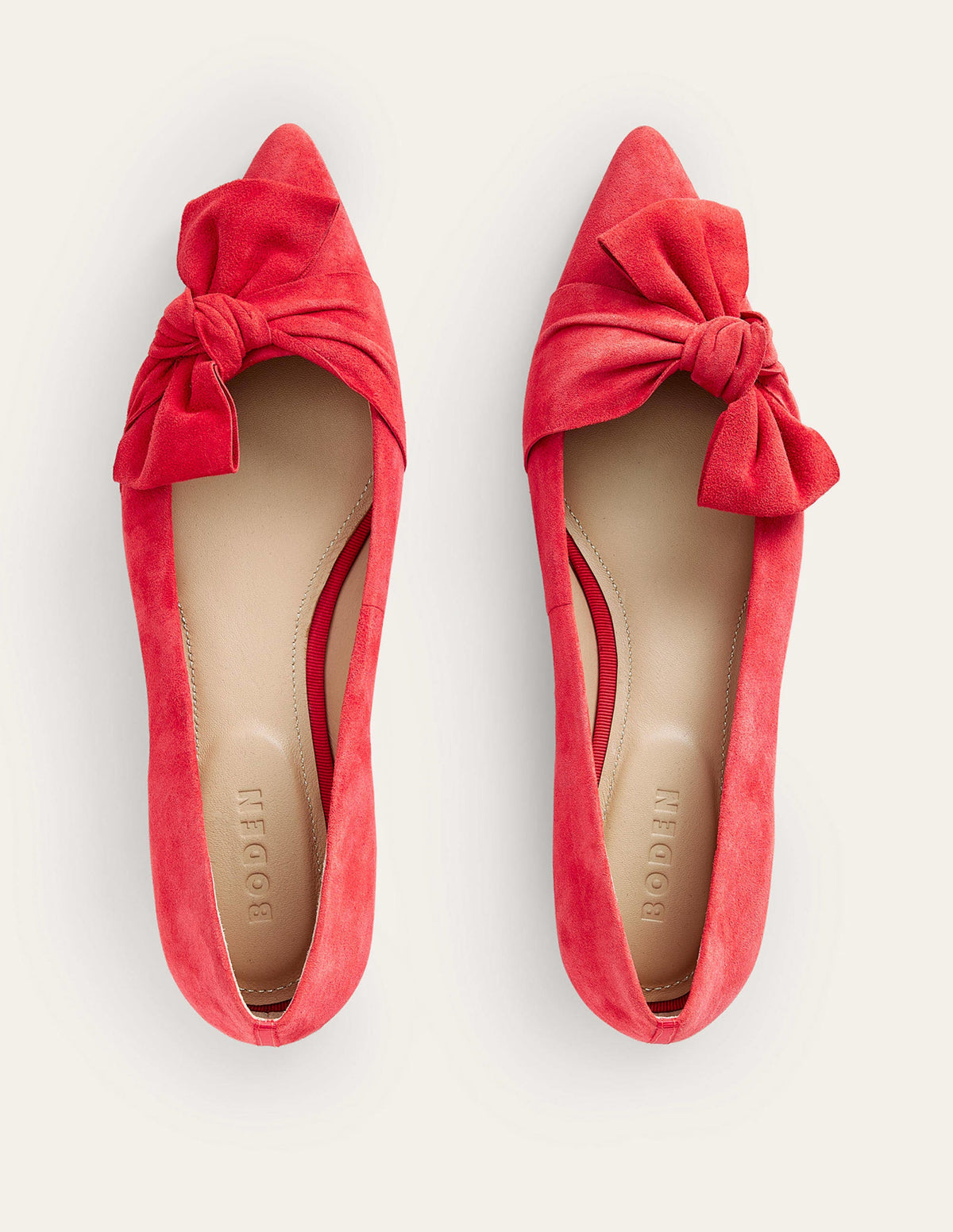 Ballerinas mit Schleife-Leuchtendes Rot Veloursleder - Image 5