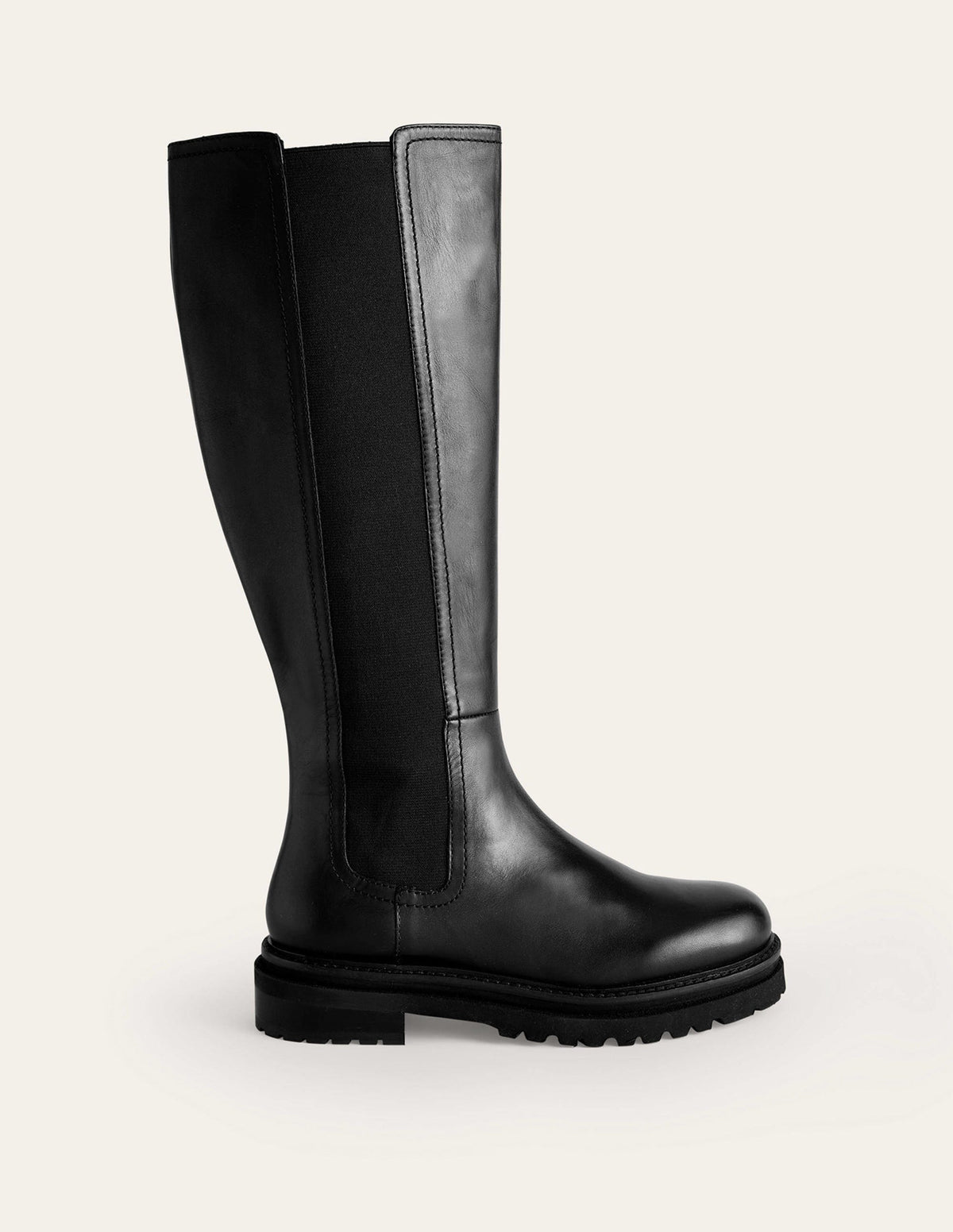 Kniehohe Chelsea-Stiefel-Schwarzes Leder - Image 2