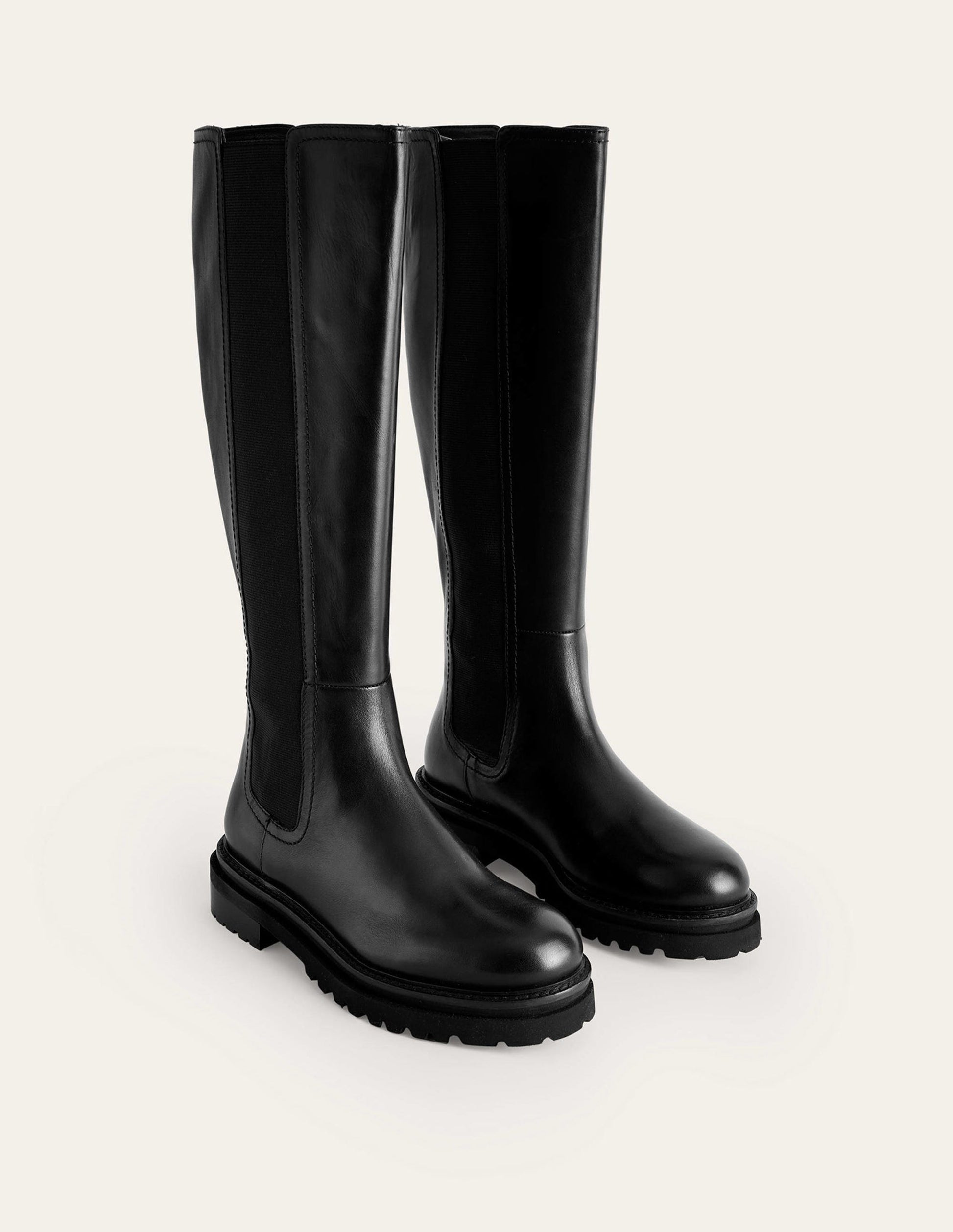 Kniehohe Chelsea-Stiefel-Schwarzes Leder-3