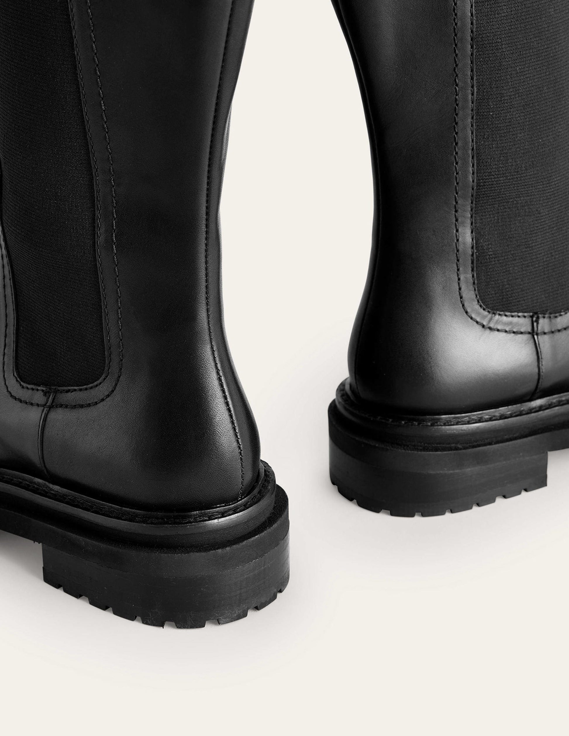 Kniehohe Chelsea-Stiefel-Schwarzes Leder-4