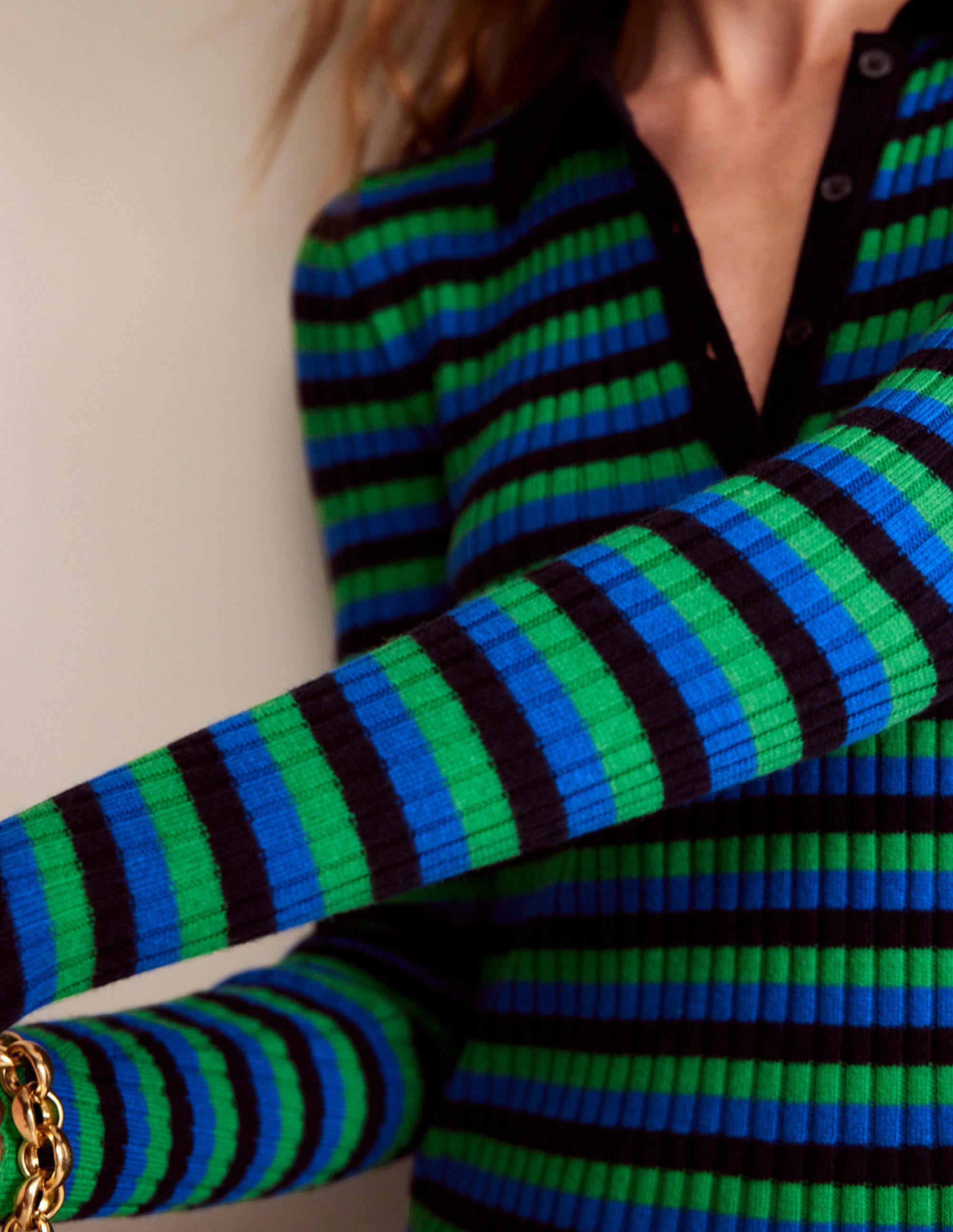 Mini-robe à col-Bleu marine et vert vif - Image 2