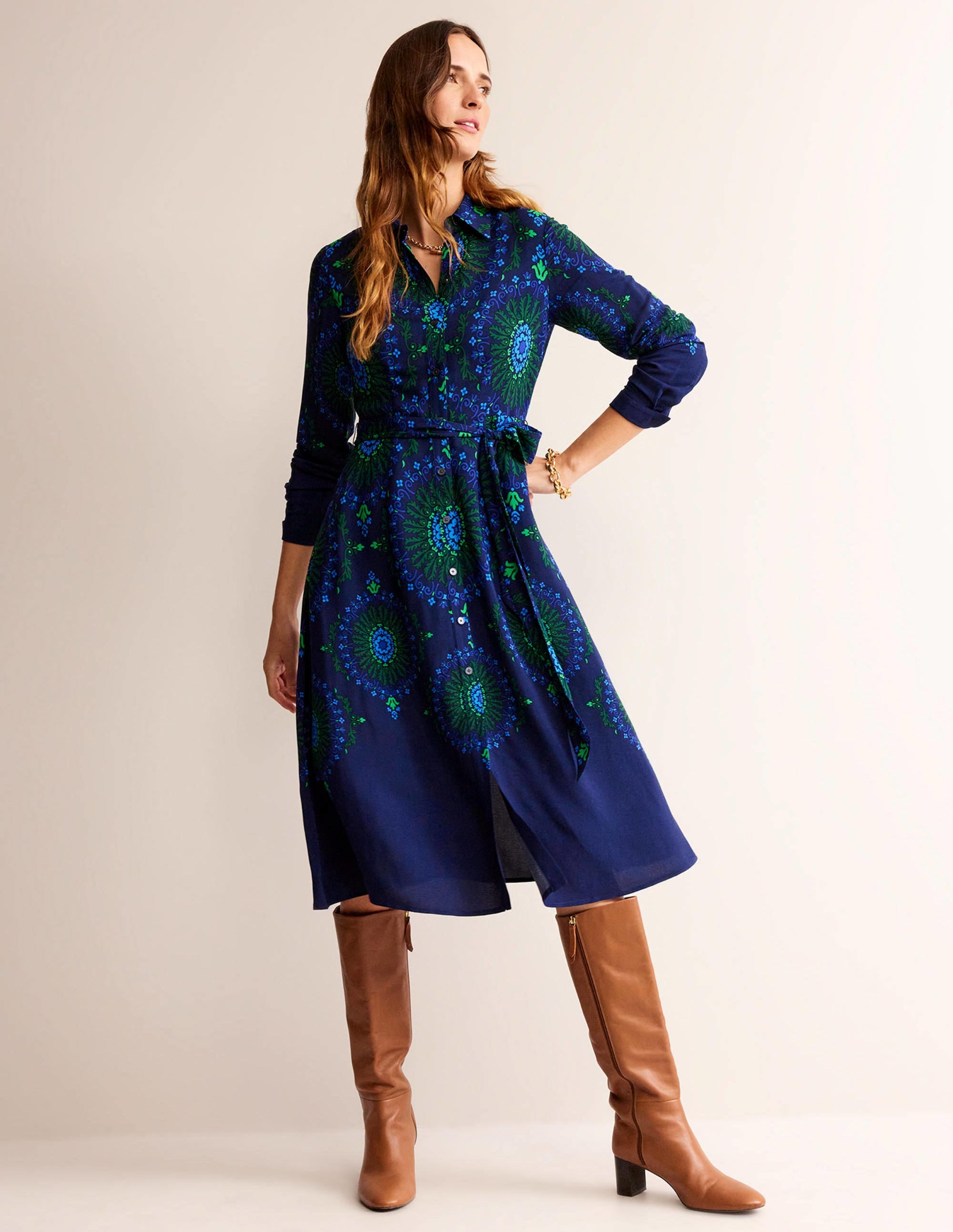 Kate Midi-Hemdblusenkleid-Französisches Marineblau, Artizian Geo - Image 2