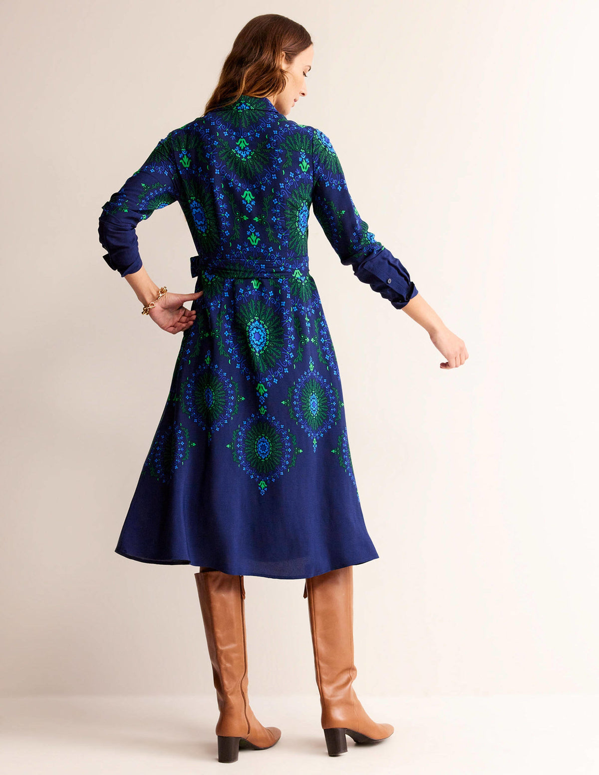 Kate Midi-Hemdblusenkleid-Französisches Marineblau, Artizian Geo - Image 4