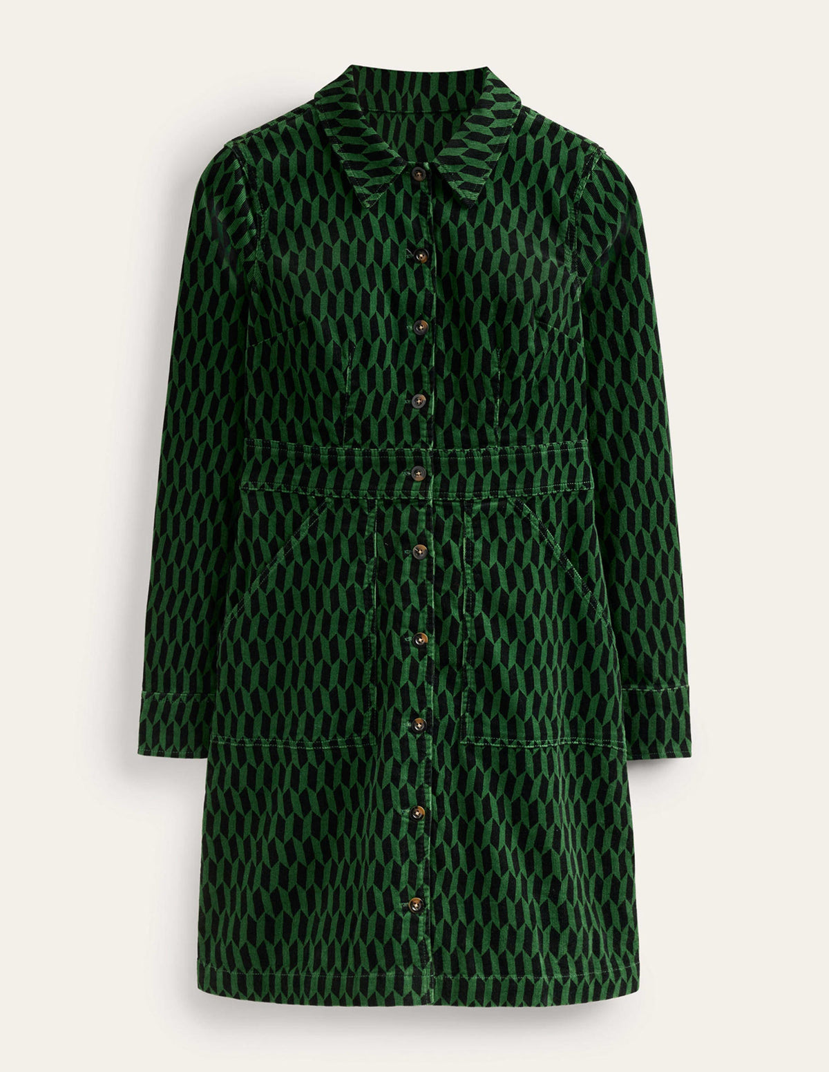 Robe-chemise Flora en velours côtelé-Vert amazonien, motif Block Tile - Image 6