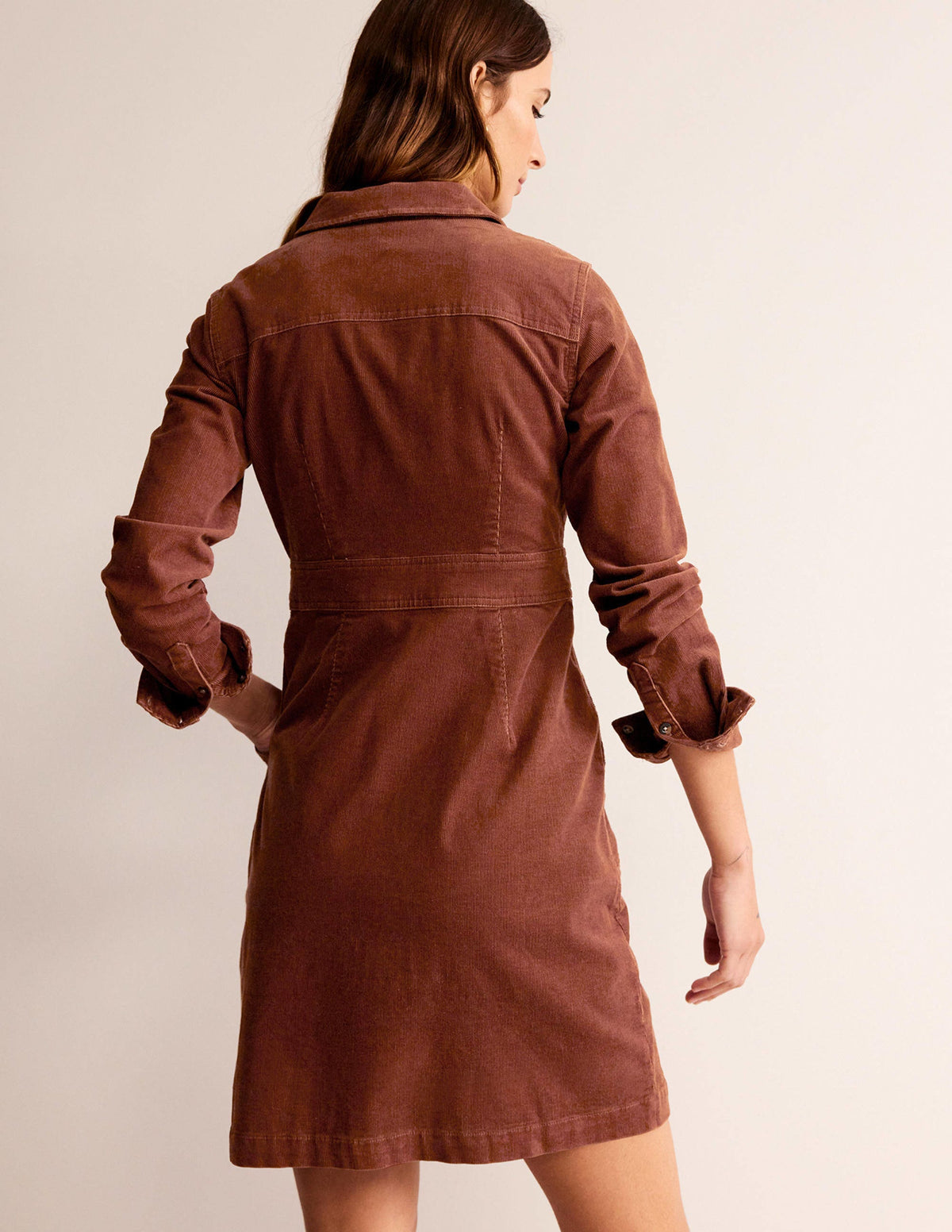 Flora Hemdblusenkleid aus Cord-Schokoladenbraun-3