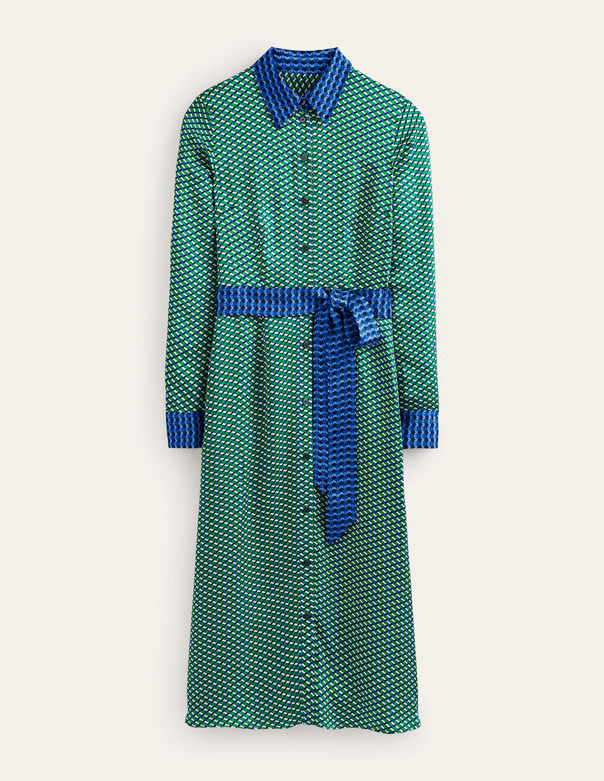 Kate Hemdblusenkleid aus Satin-Hellgrün, Geo Daze - Image 10