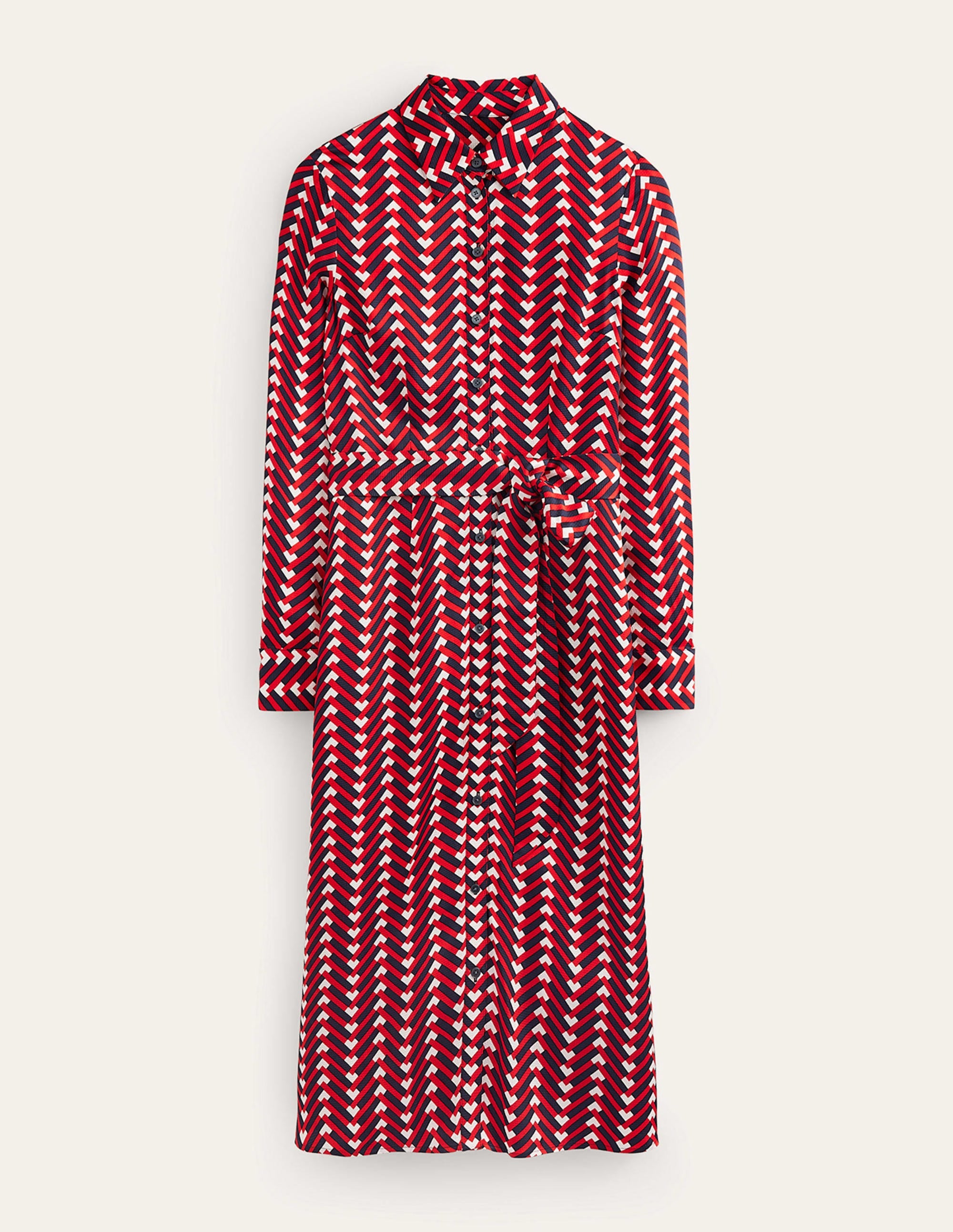 Kate Hemdblusenkleid aus Satin-Pepperoni, Chevron Geo - Image 5