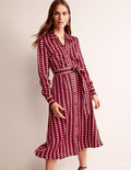 Kate Hemdblusenkleid aus Satin-Pepperoni, Chevron Geo