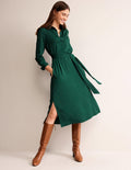 Schlichtes Pop-Over-Midikleid-Dunkles Smaragdgrün