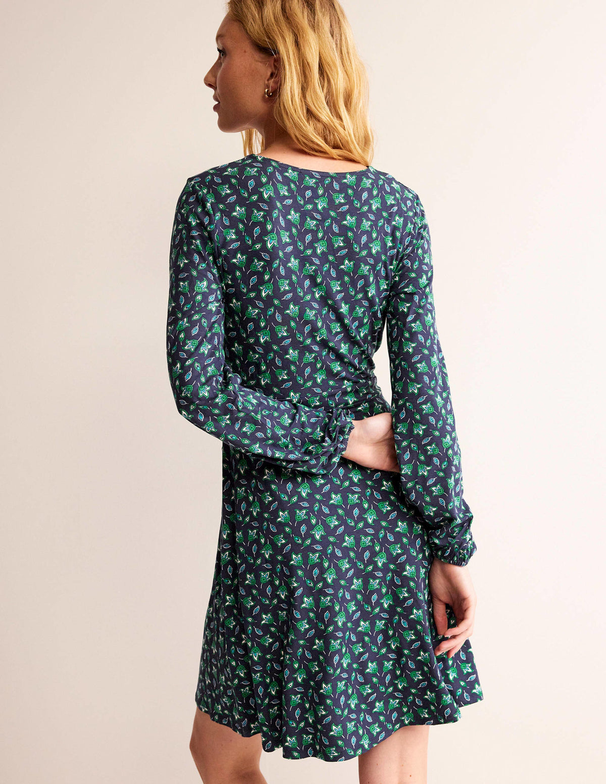 Willow Jersey-Kleid-Französisches Marineblau, Tulpenknospe - Image 3