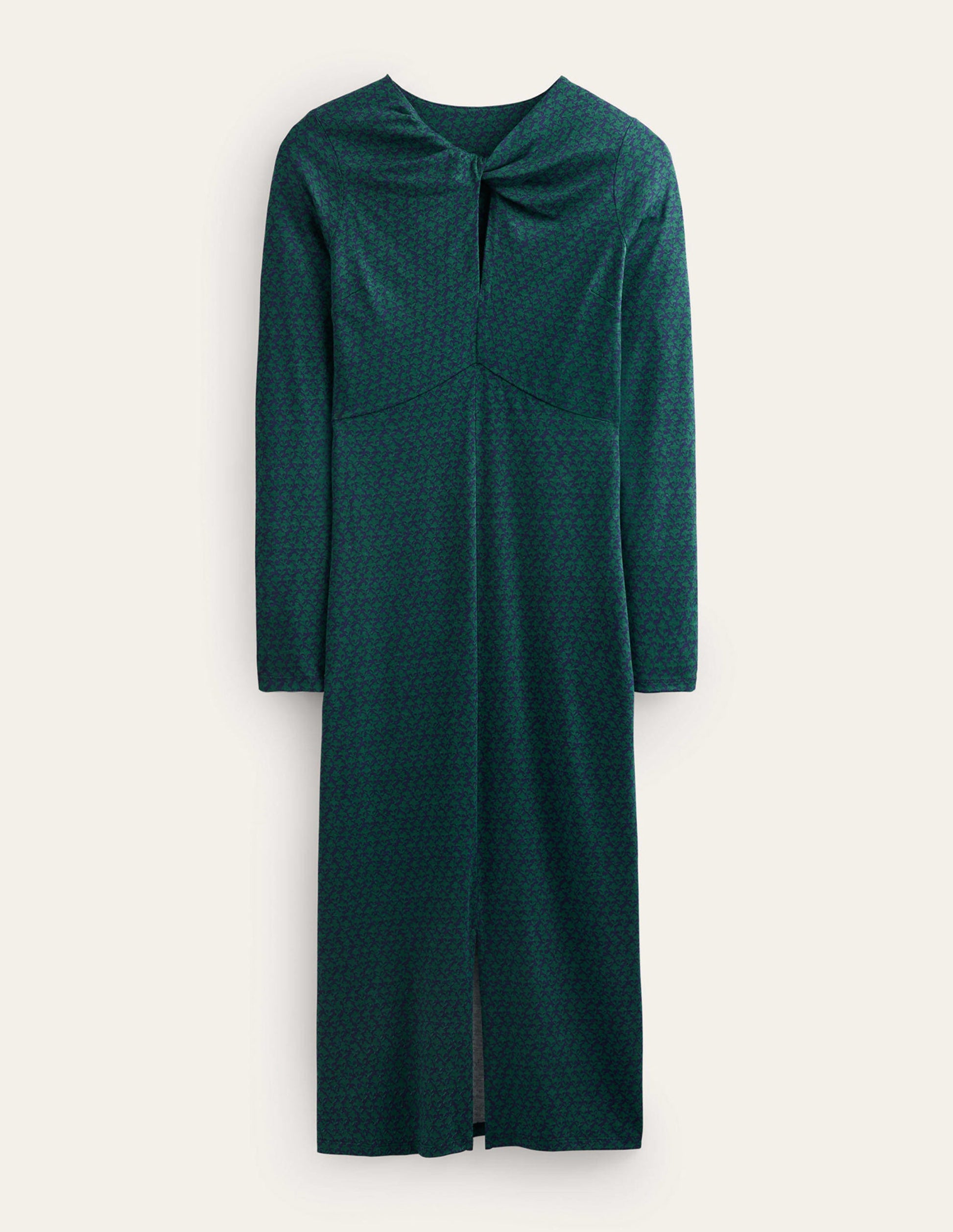 Midikleid in Empire-Form zum Knoten-Dunkles Smaragdgrün, Lilienzweig-7