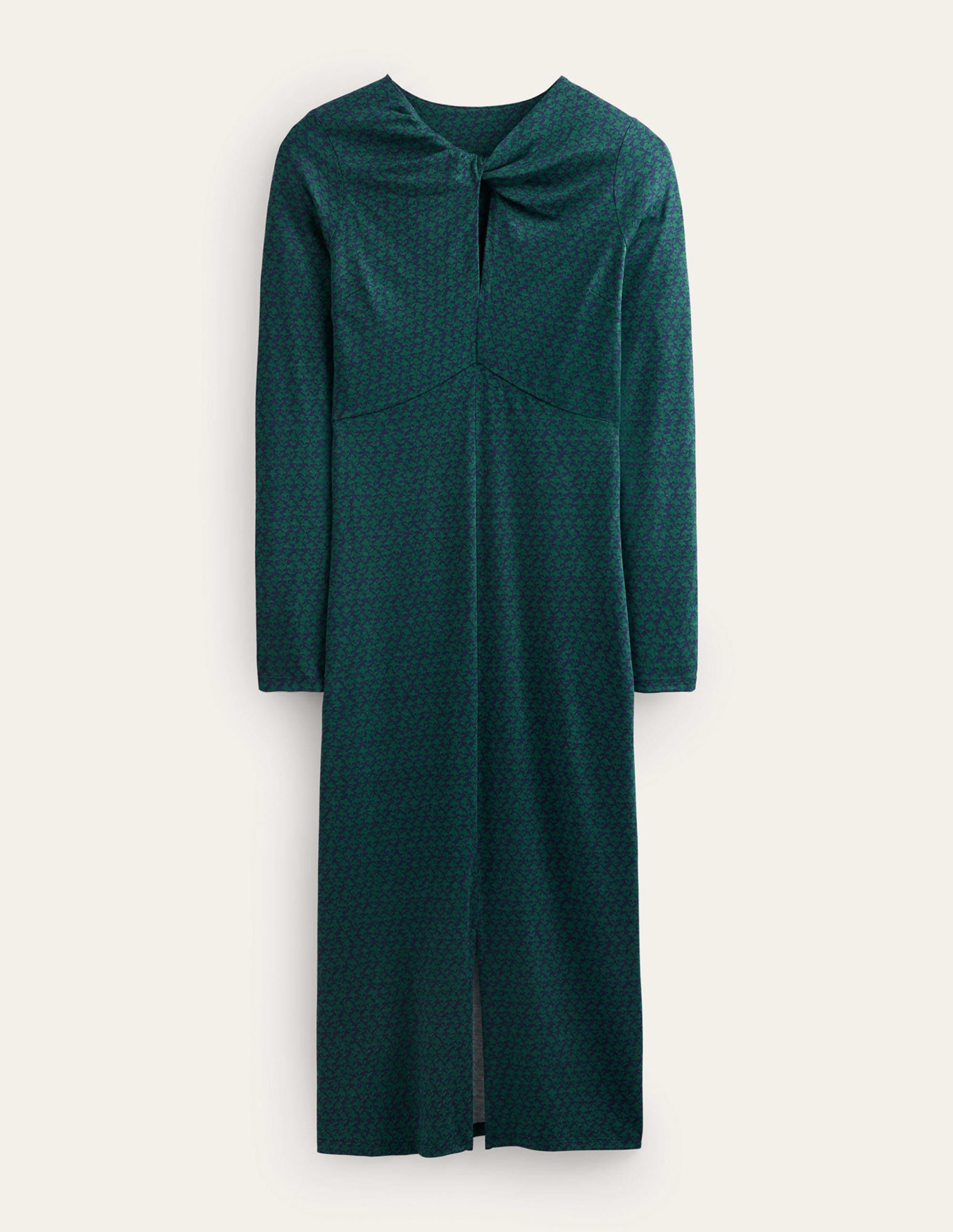 Midikleid in Empire-Form zum Knoten-Dunkles Smaragdgrün, Lilienzweig - Image 7