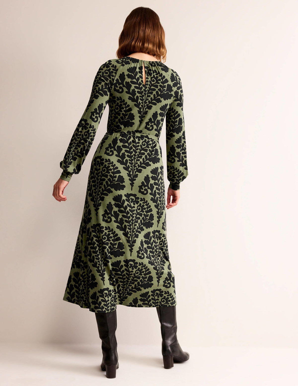 Robe longue à imprimé placé-Épicéa, motif Blossomy-3