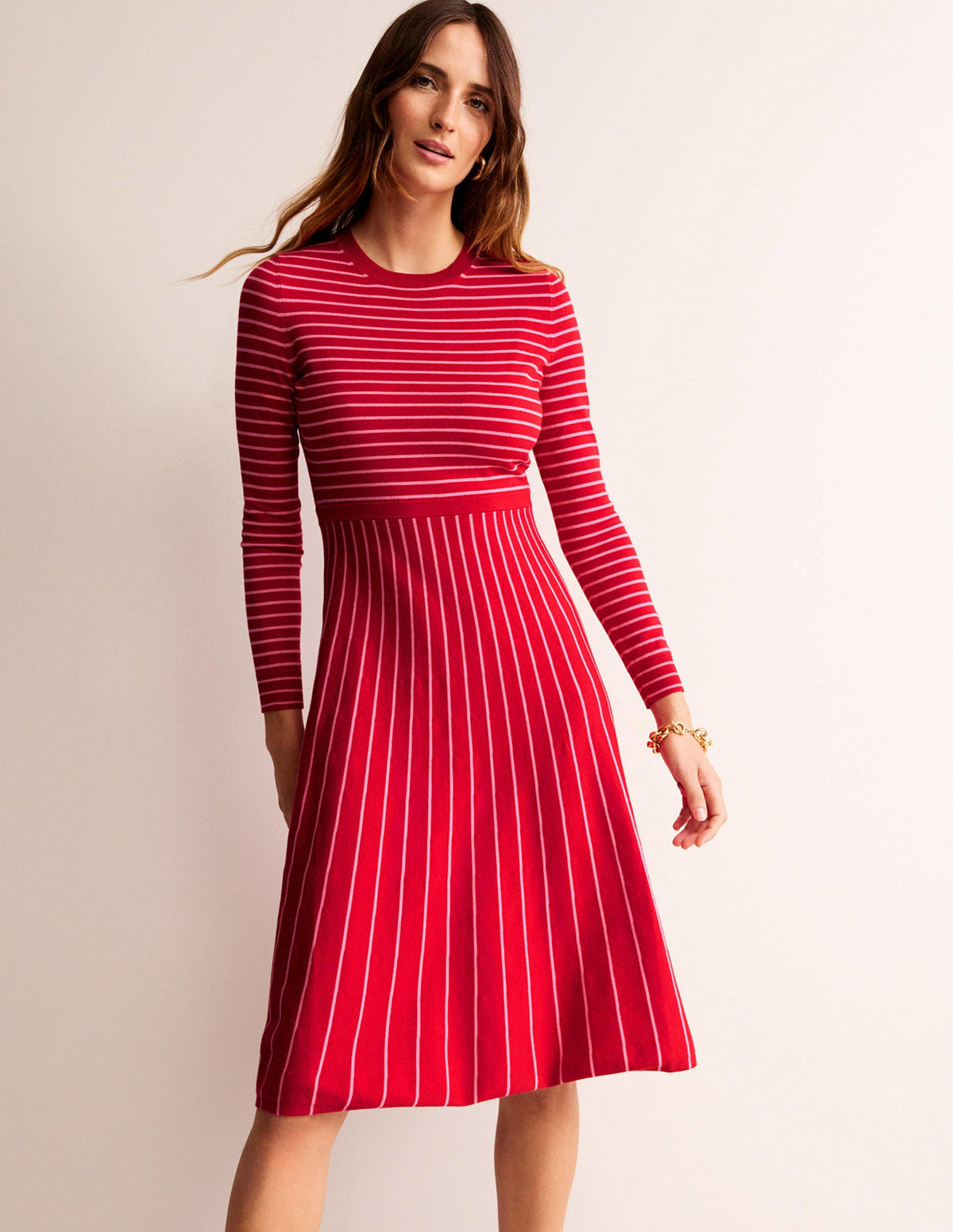 Maria Strick-Midikleid-Pepperoni und Crayon-Rosa-1