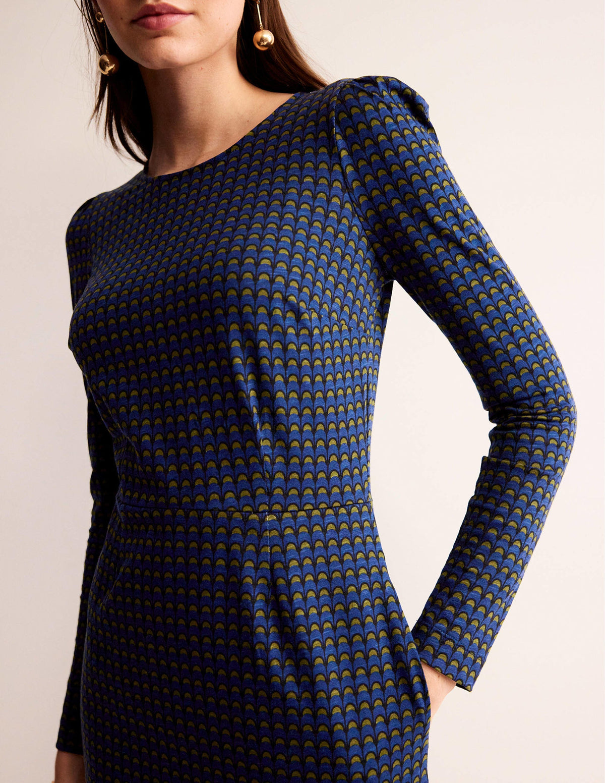Robe Penelope en jersey-Bleu saphir, motif Geo Charm - Image 2