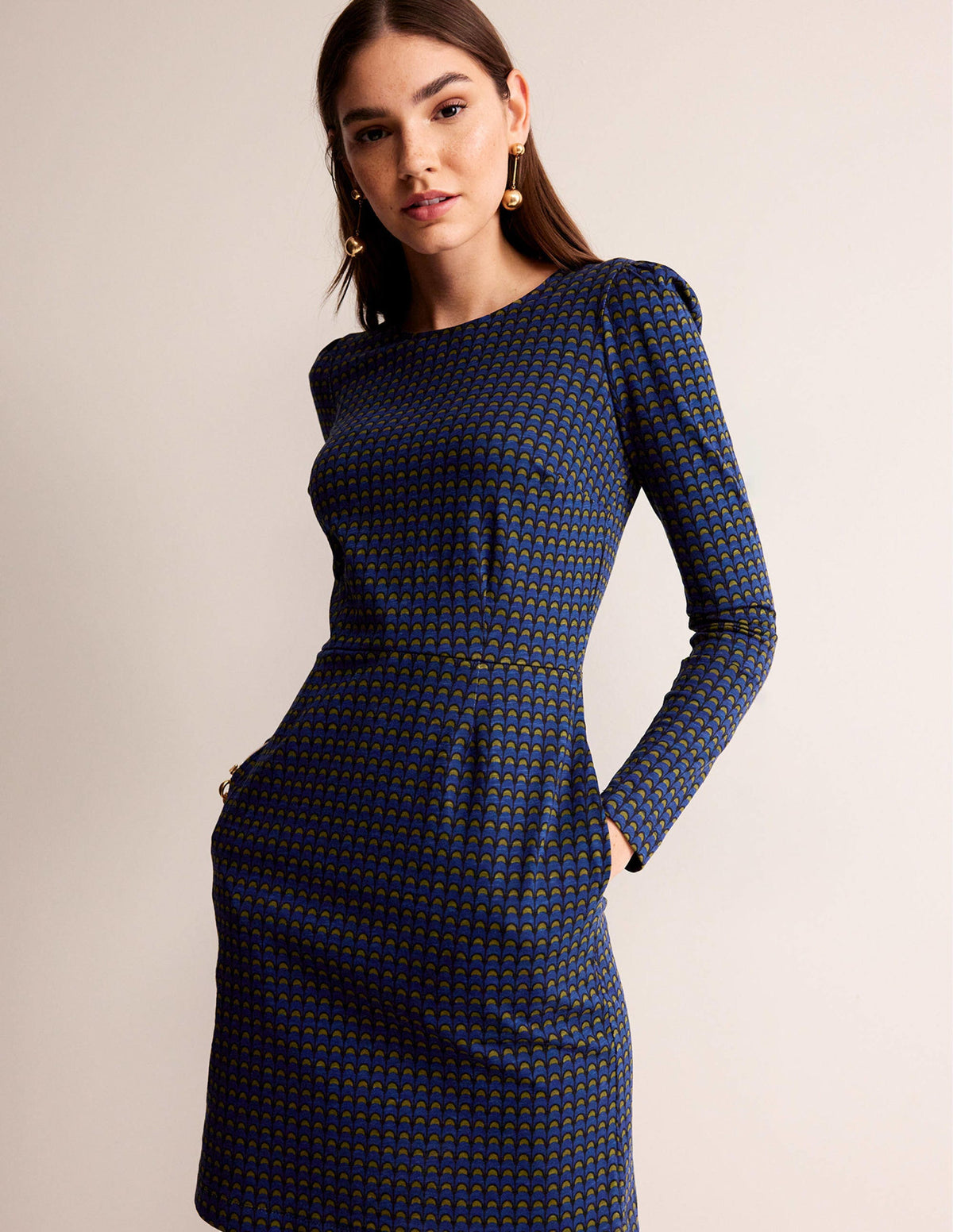 Robe Penelope en jersey-Bleu saphir, motif Geo Charm - Image 4