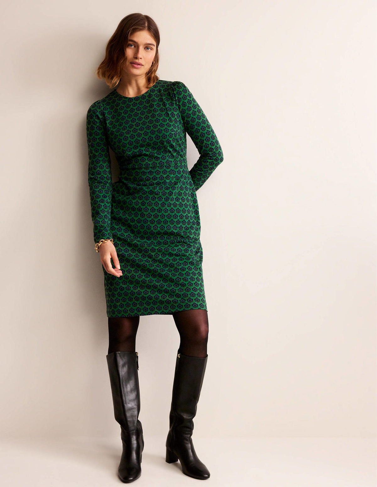 Penelope Jersey-Kleid-Amazonasgrün, Nelken Stempel - Image 4