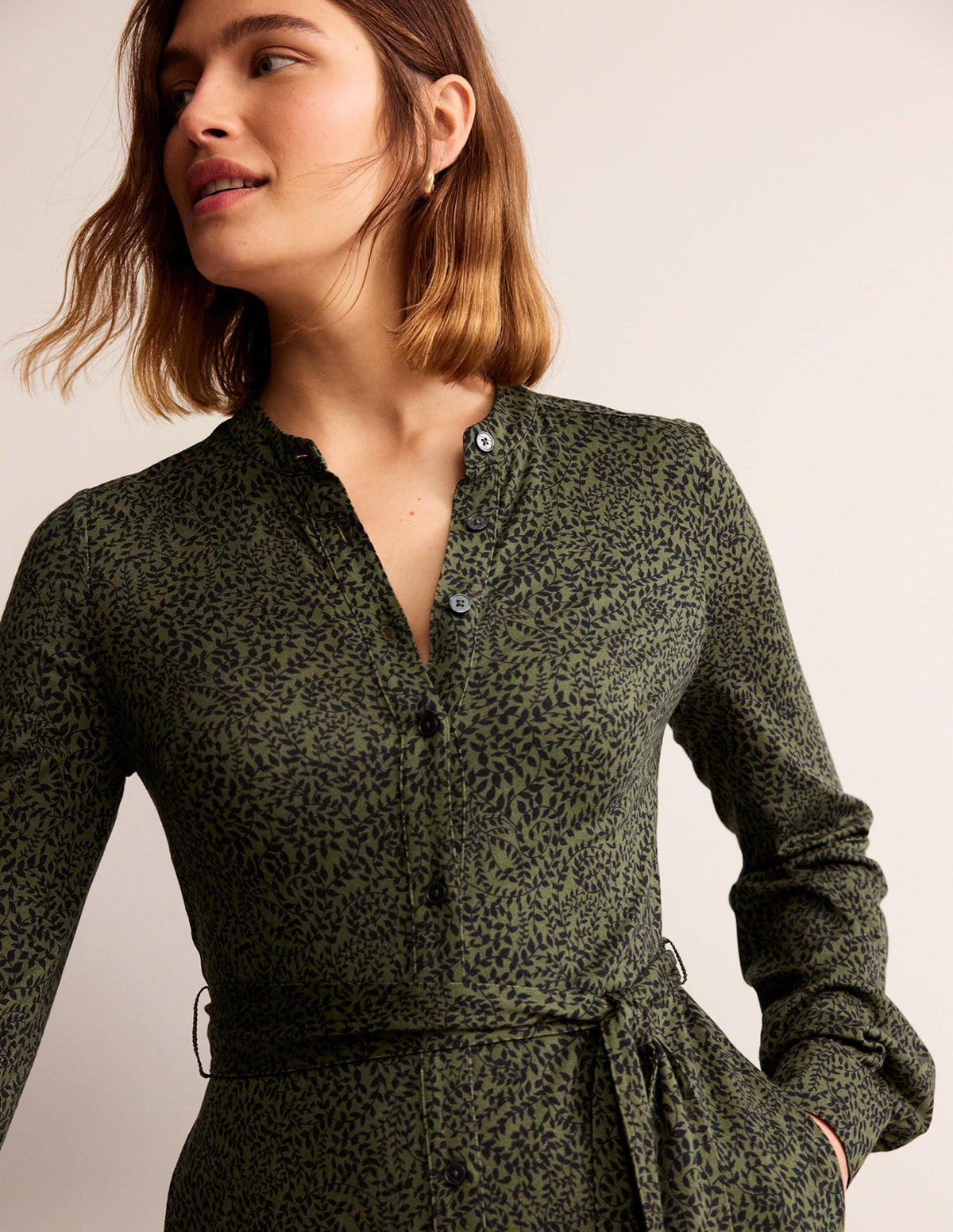 Robe-chemise Julia en jersey-Épicéa, motif Pome Sprig-2