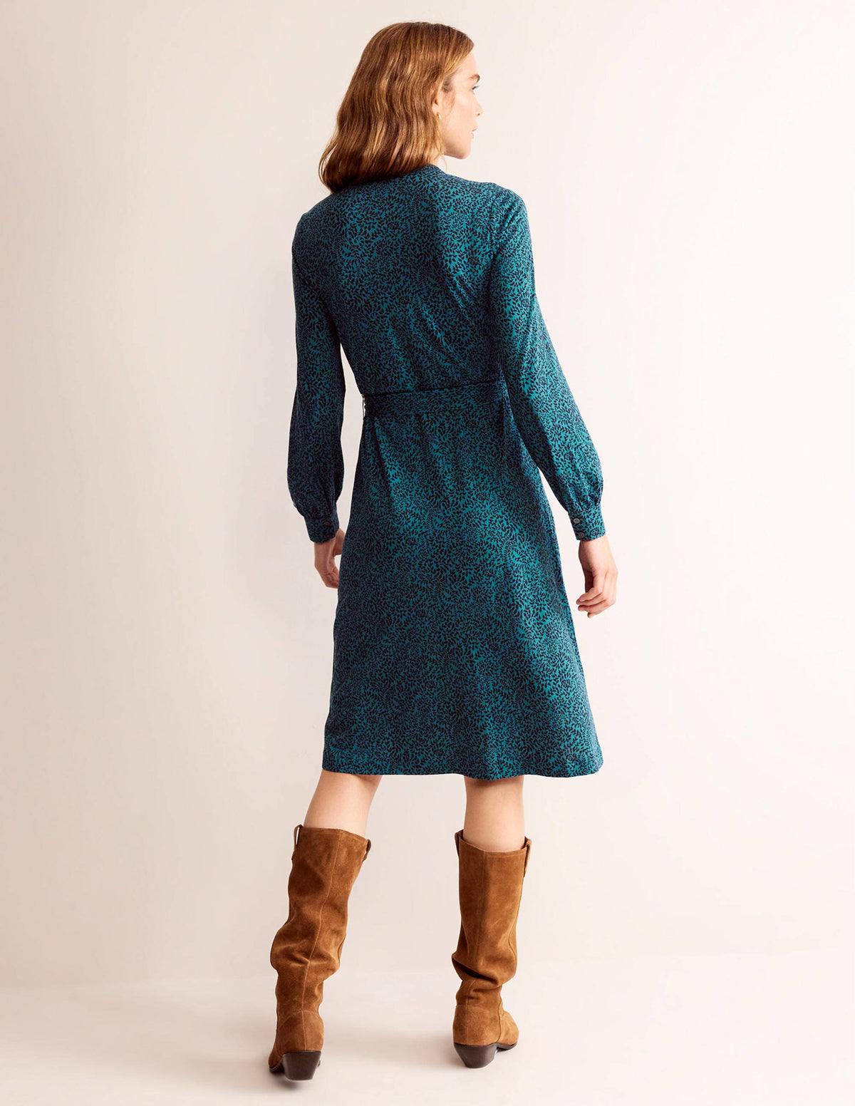 Robe-chemise Julia en jersey-Bleu sarcelle, motif Pome Sprig - Image 3