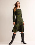 Camille Midikleid aus Jersey-Schwarz, Lilie