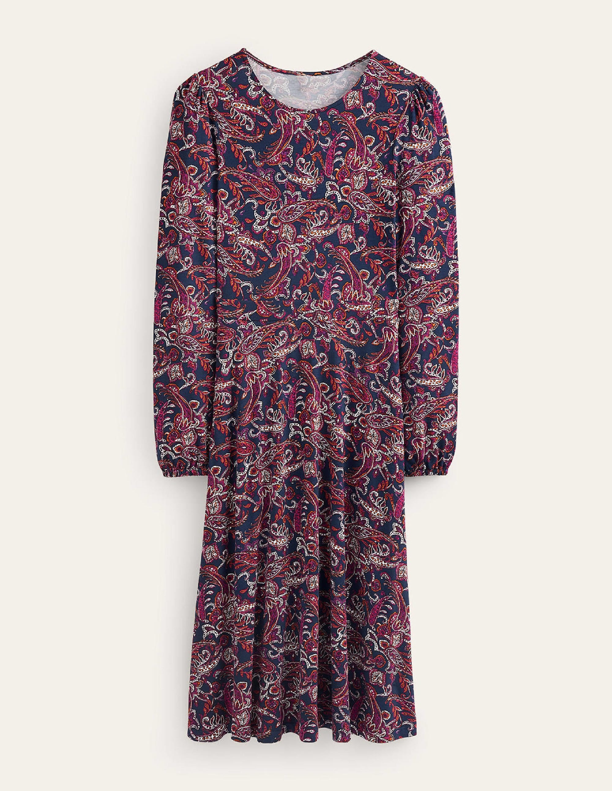 Camille Midikleid aus Jersey-Lila Stiefmütterchen, Paisley Rasen - Image 6