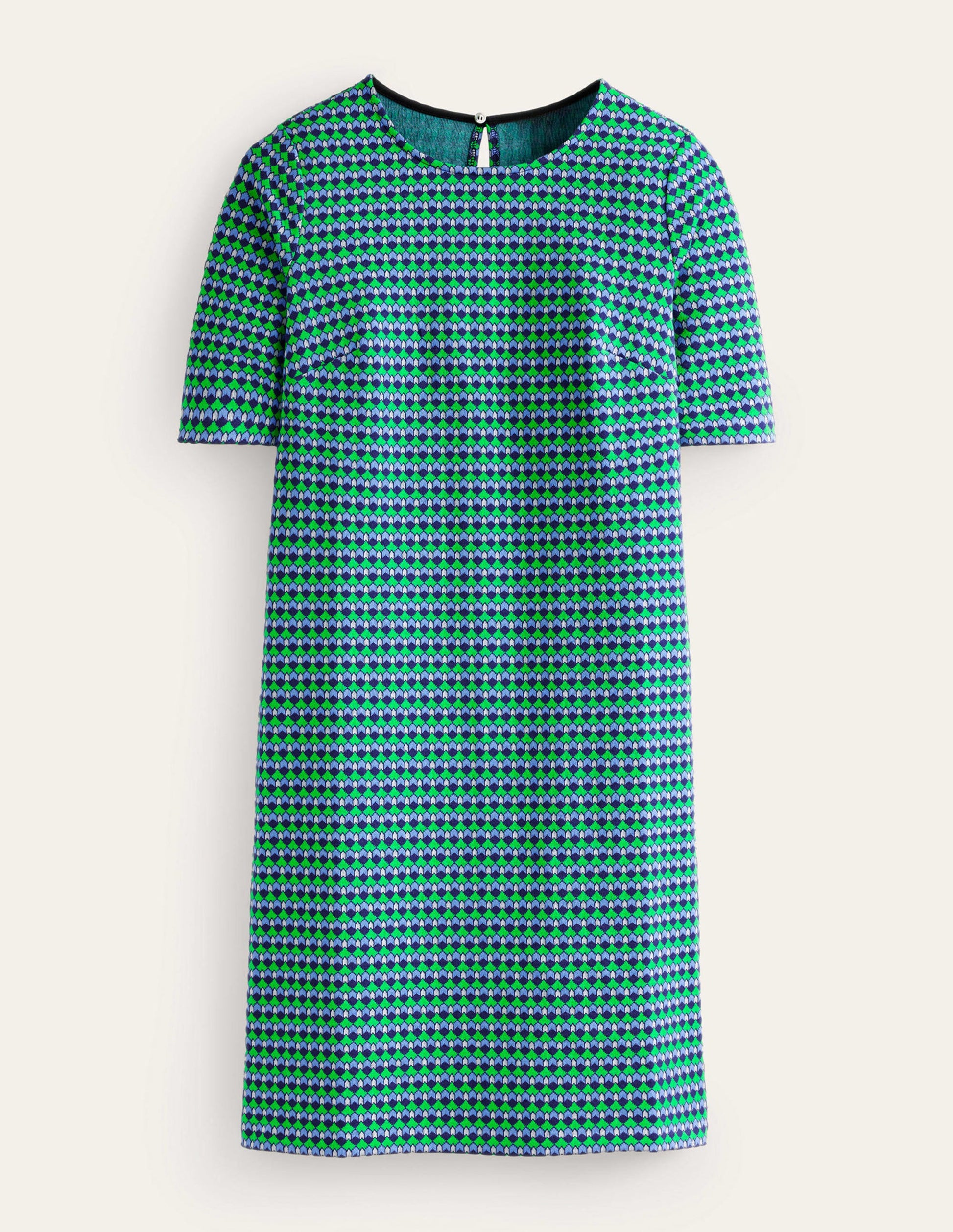 Ivy Kleid aus Jacquard-Jersey-Leuchtendes Grün, Terrasse Geo-5