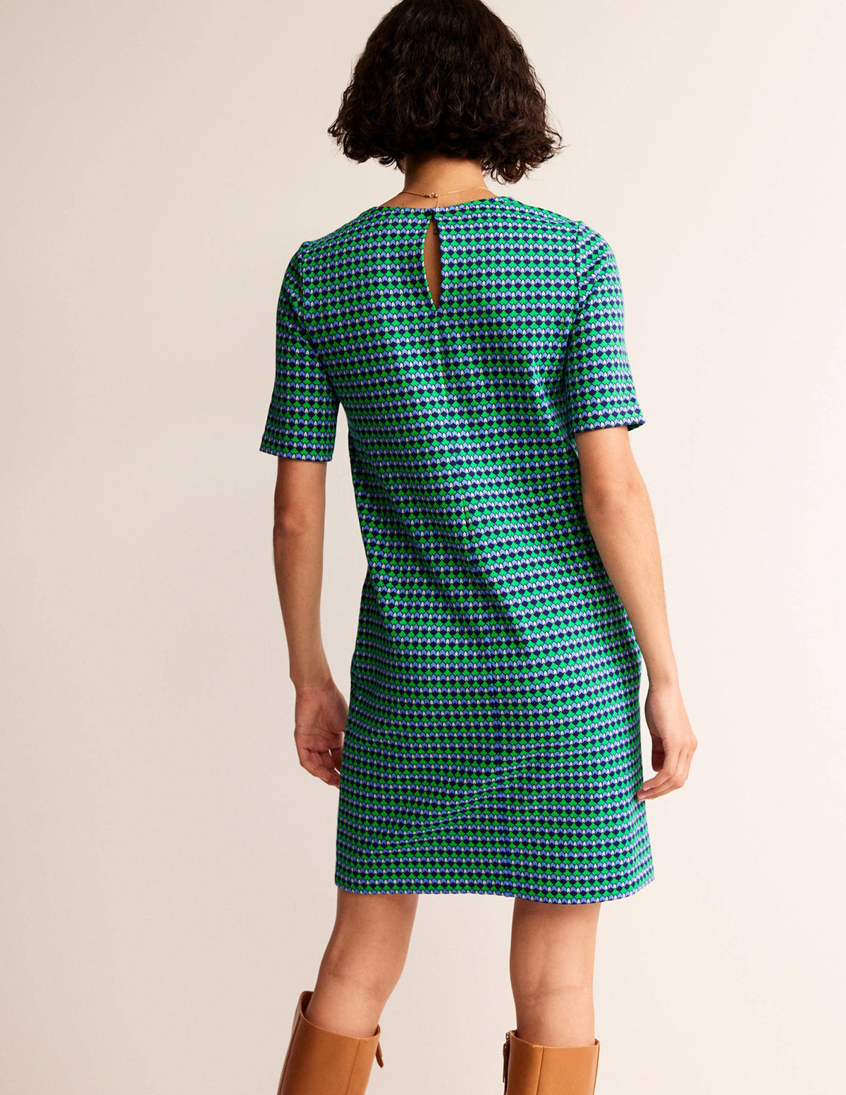 Ivy Kleid aus Jacquard-Jersey-Leuchtendes Grün, Terrasse Geo-3