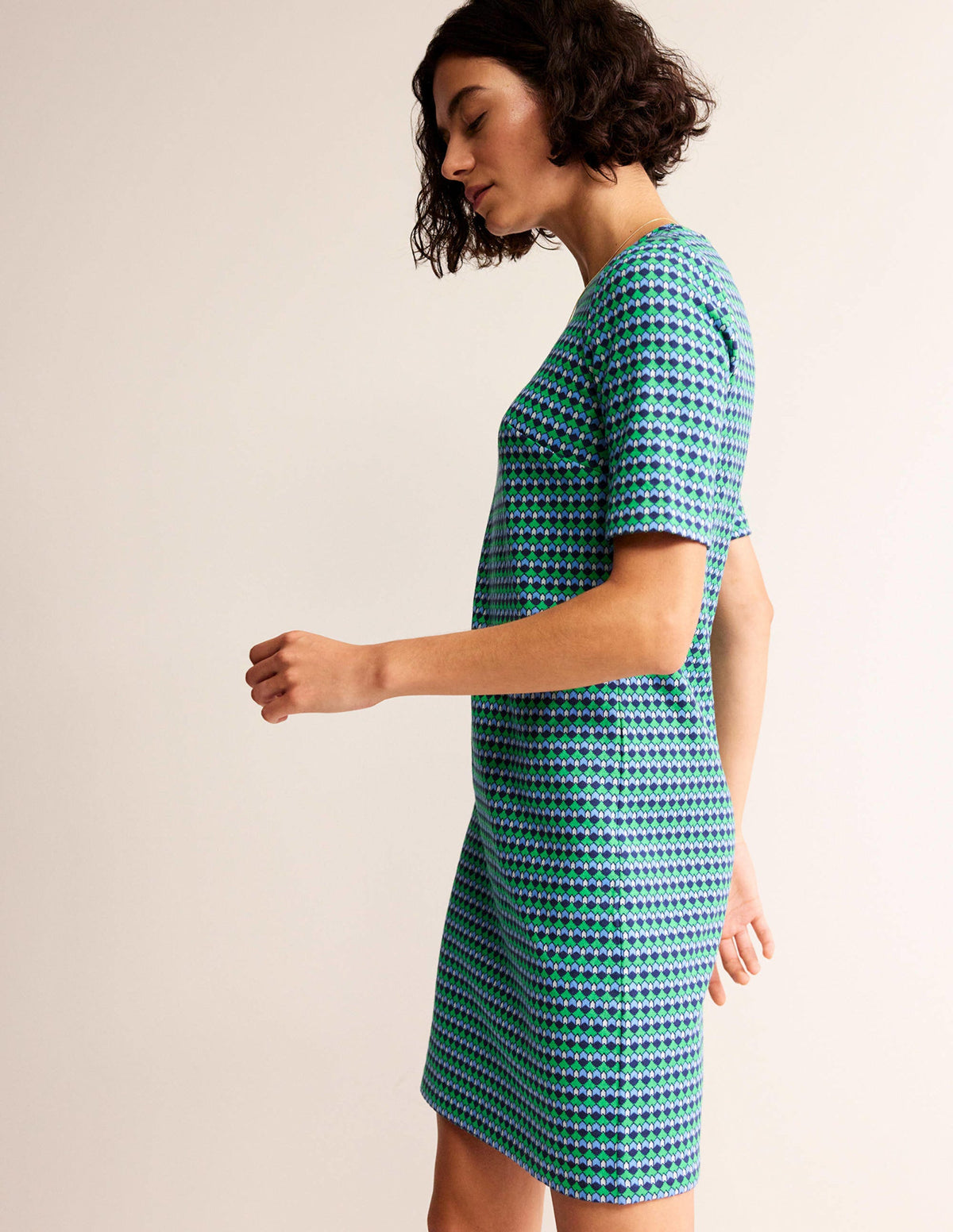 Ivy Kleid aus Jacquard-Jersey-Leuchtendes Grün, Terrasse Geo - Image 4
