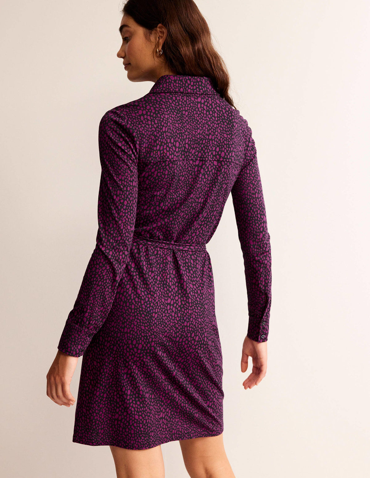 Jessie Jersey-Hemdblusenkleid-Zwetschgenbeere, Tierflecken - Image 3