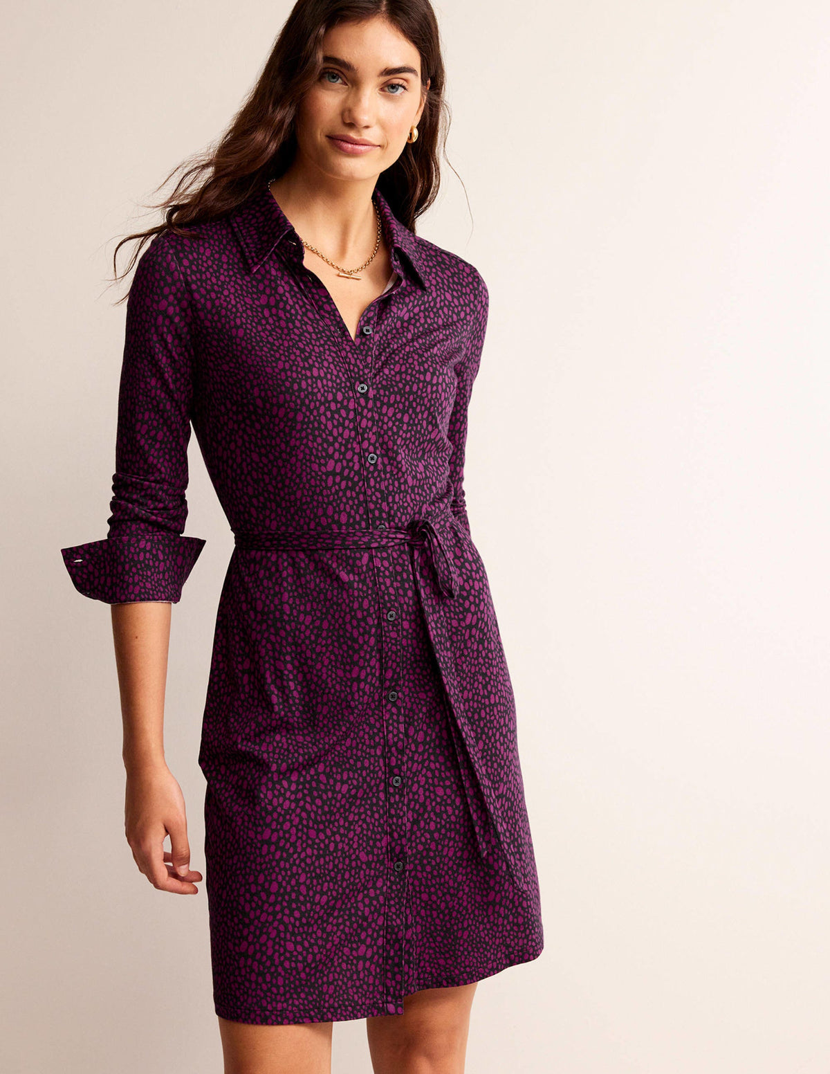 Jessie Jersey-Hemdblusenkleid-Zwetschgenbeere, Tierflecken-4