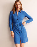 Jessie Jersey-Hemdblusenkleid-Azurblau, Terrasse Geo
