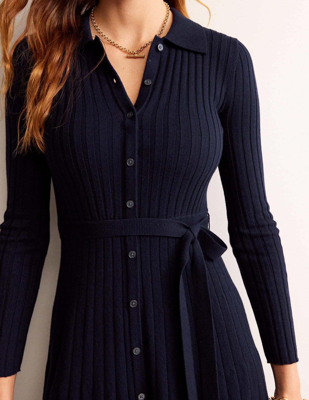 Robe-chemise Rachel en maille-Bleu Foncé-2