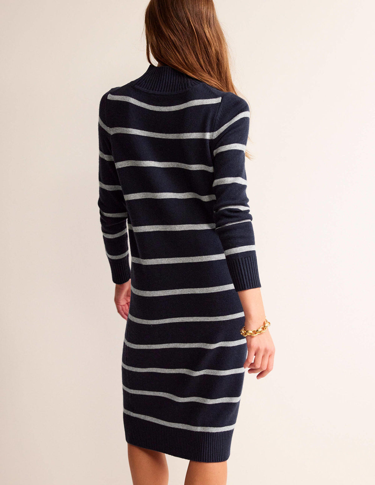 Verity Strickkleid-Marineblau und Grau Meliert - Image 4