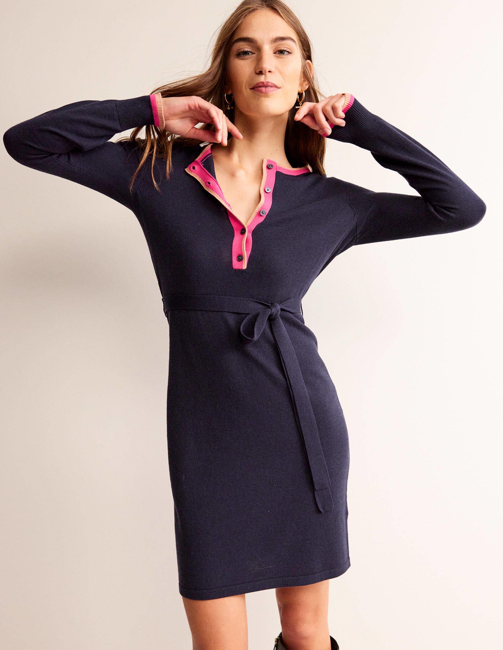 Gemma Henley-Strickkleid-Marineblau-2