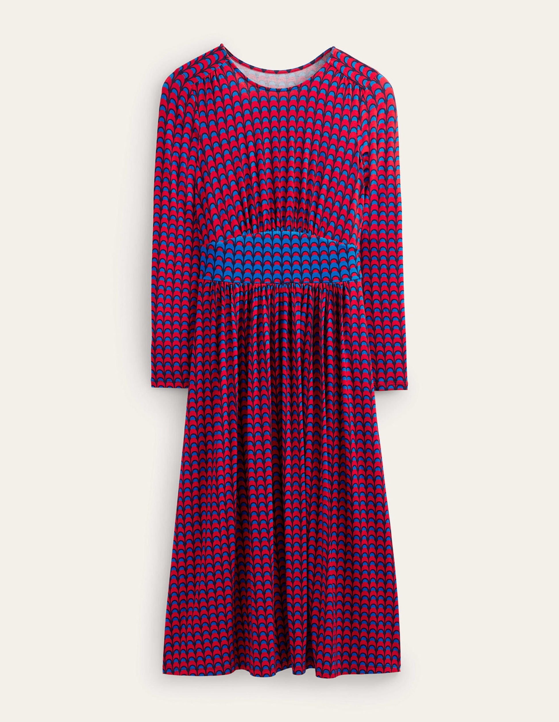 Thea Jersey-Midikleid mit langen Ärmeln-Leuchtendes Rot, Geo Charm-7