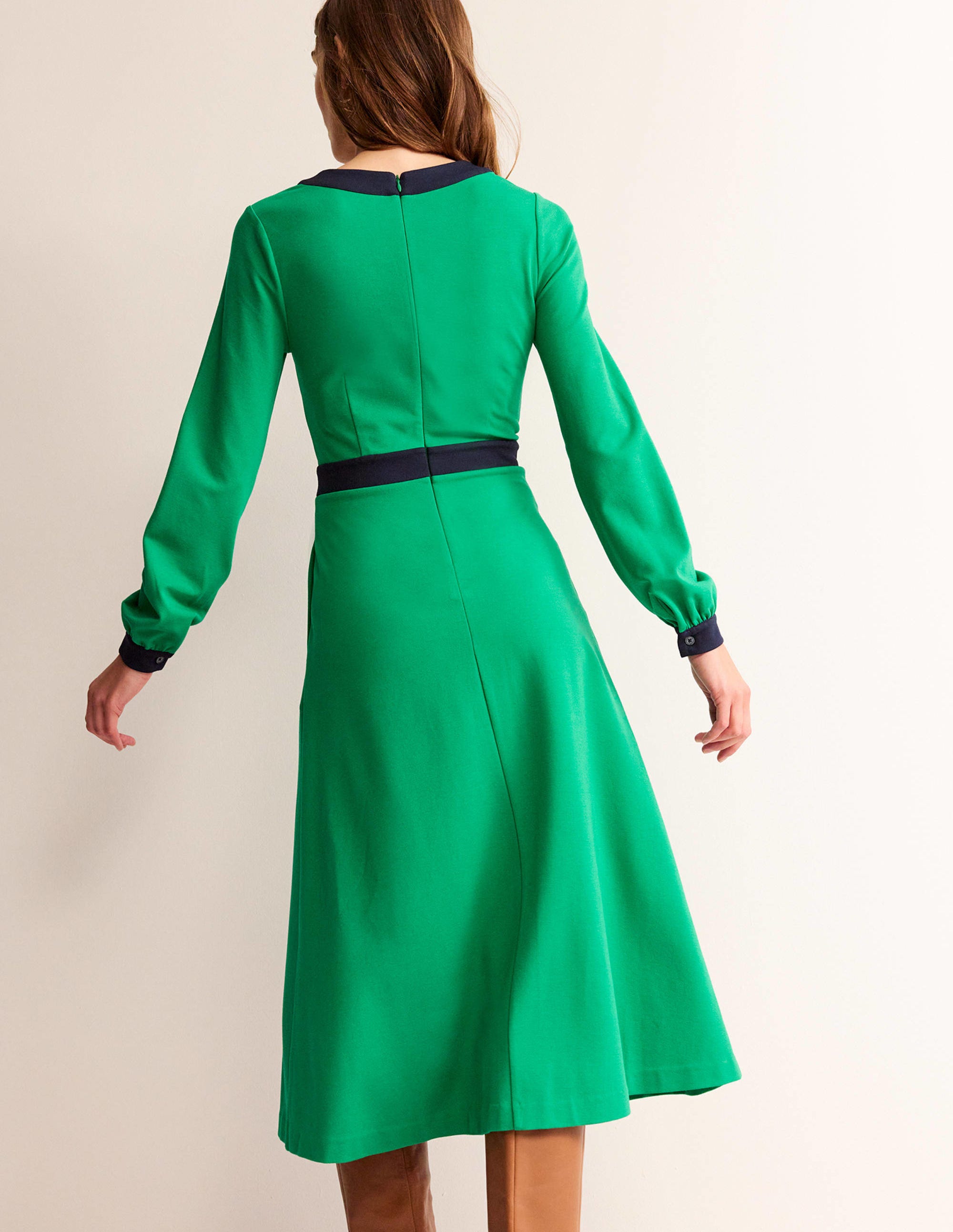 Robe midi colourblock-Vert et bleu marine - Image 4