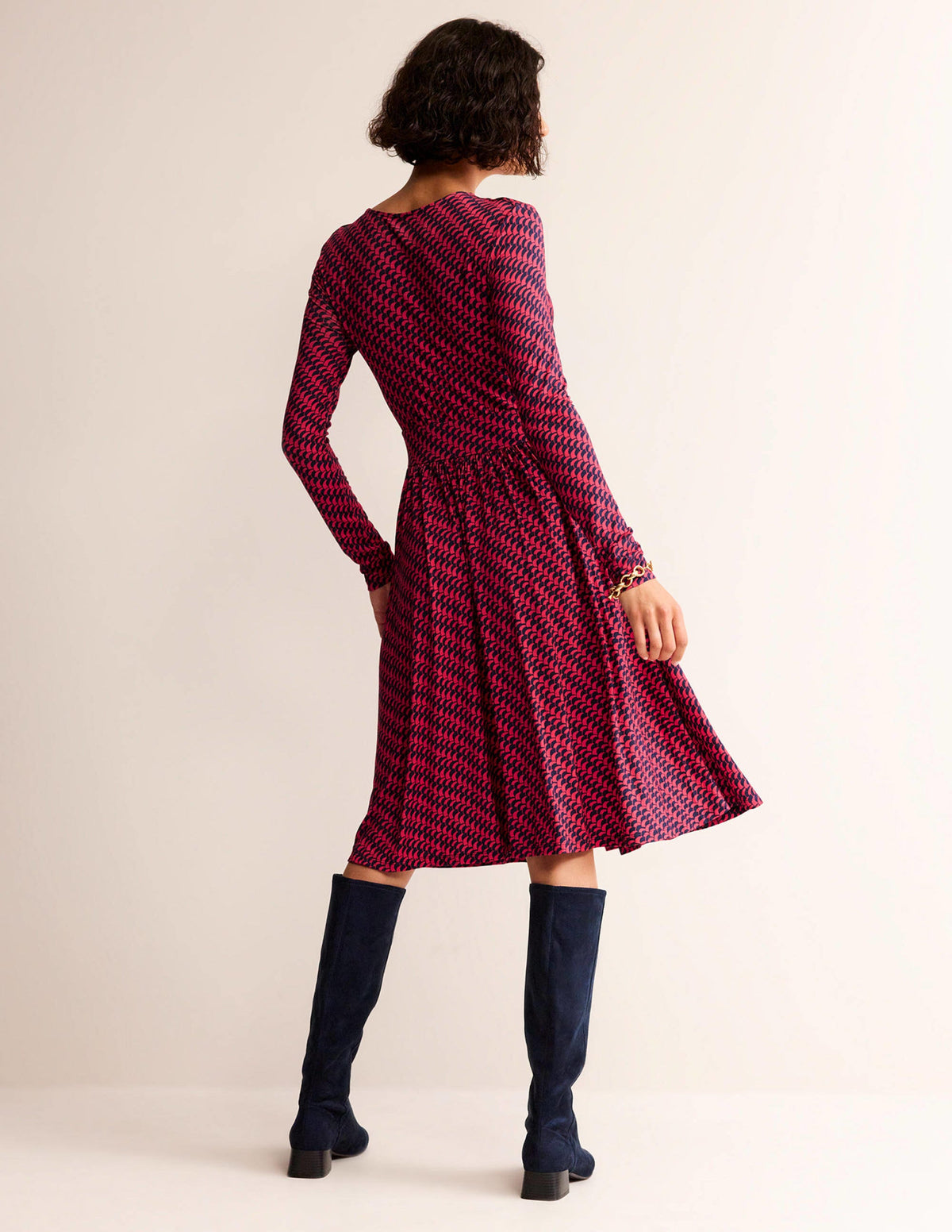Thea Kurzes Kleid aus Jersey-Pfingstrosen, Geo Fall-4
