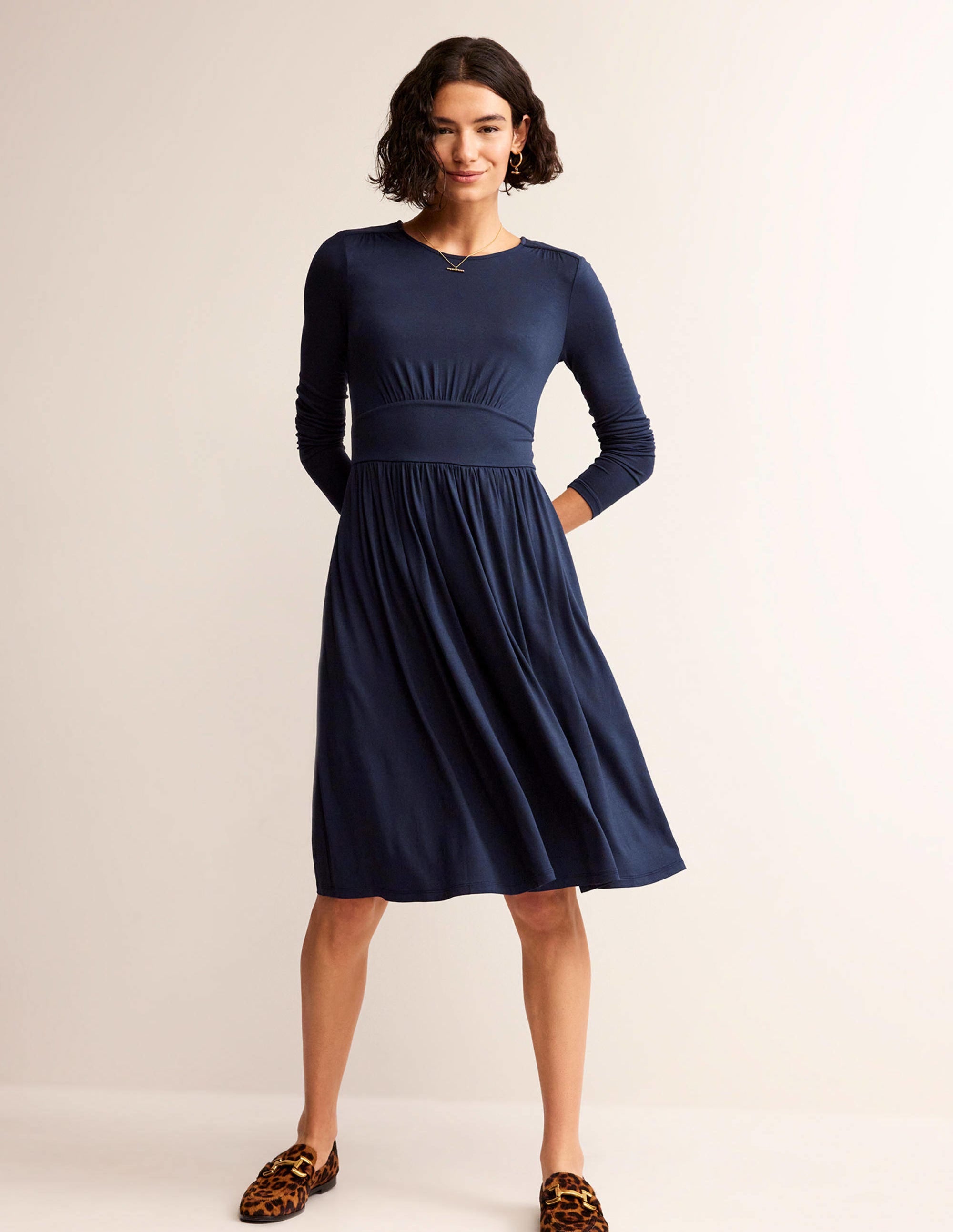 Thea Short Jersey Dress-Navy - Image 1