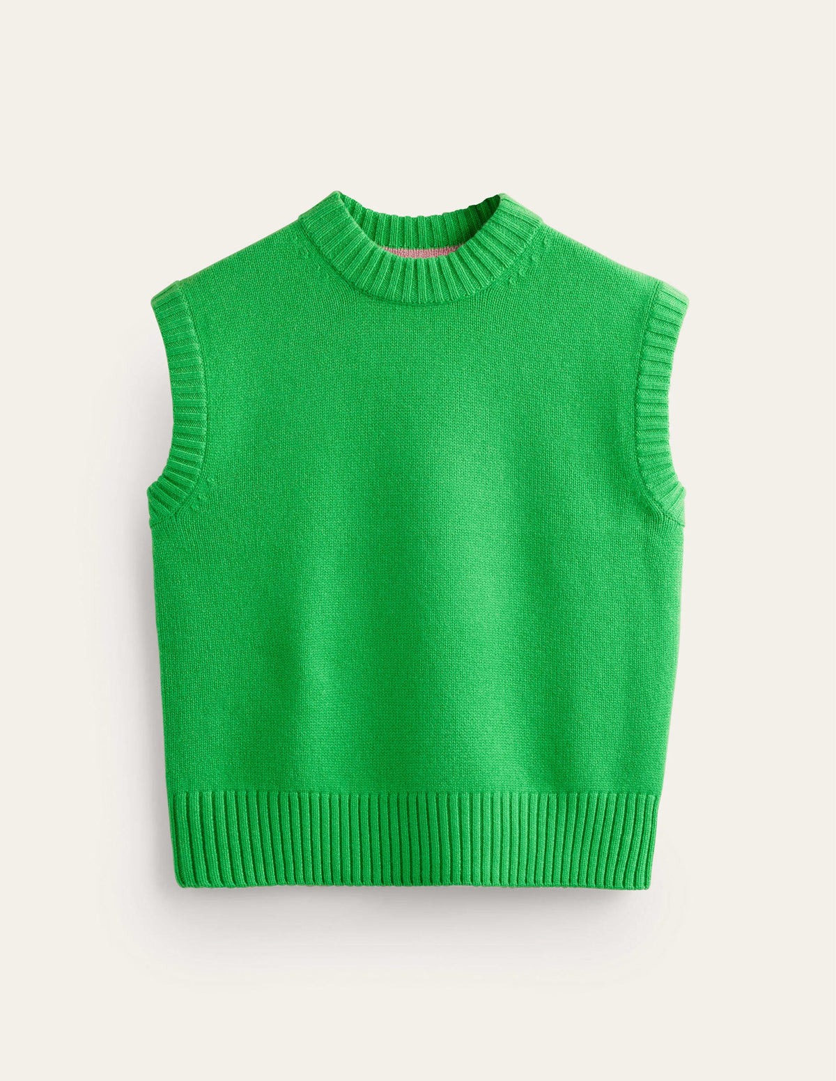 Débardeur col rond en cachemire épais-Vert pigment-6