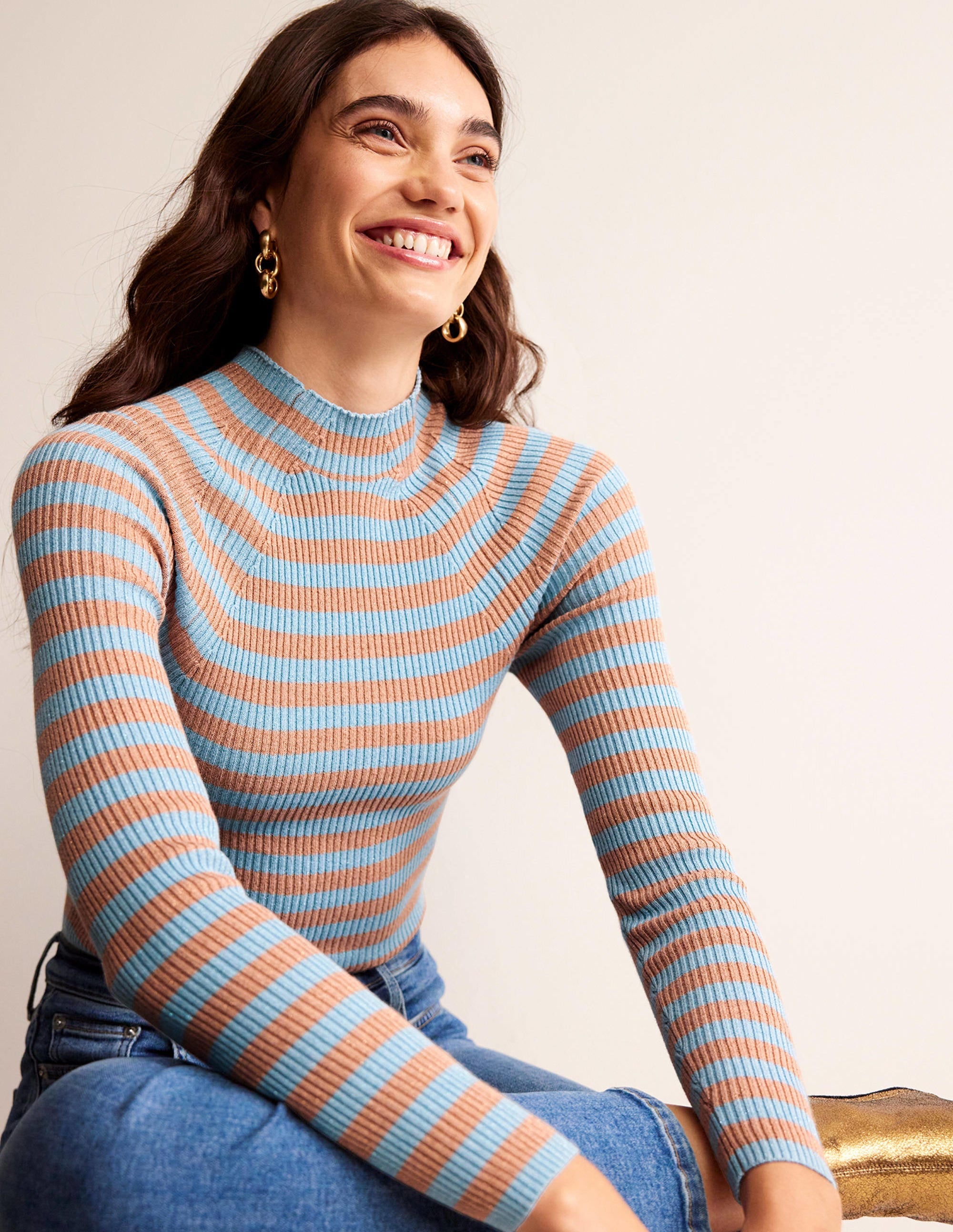 Matilda Sparkle Jumper-Light Blue and Copper - Image 1
