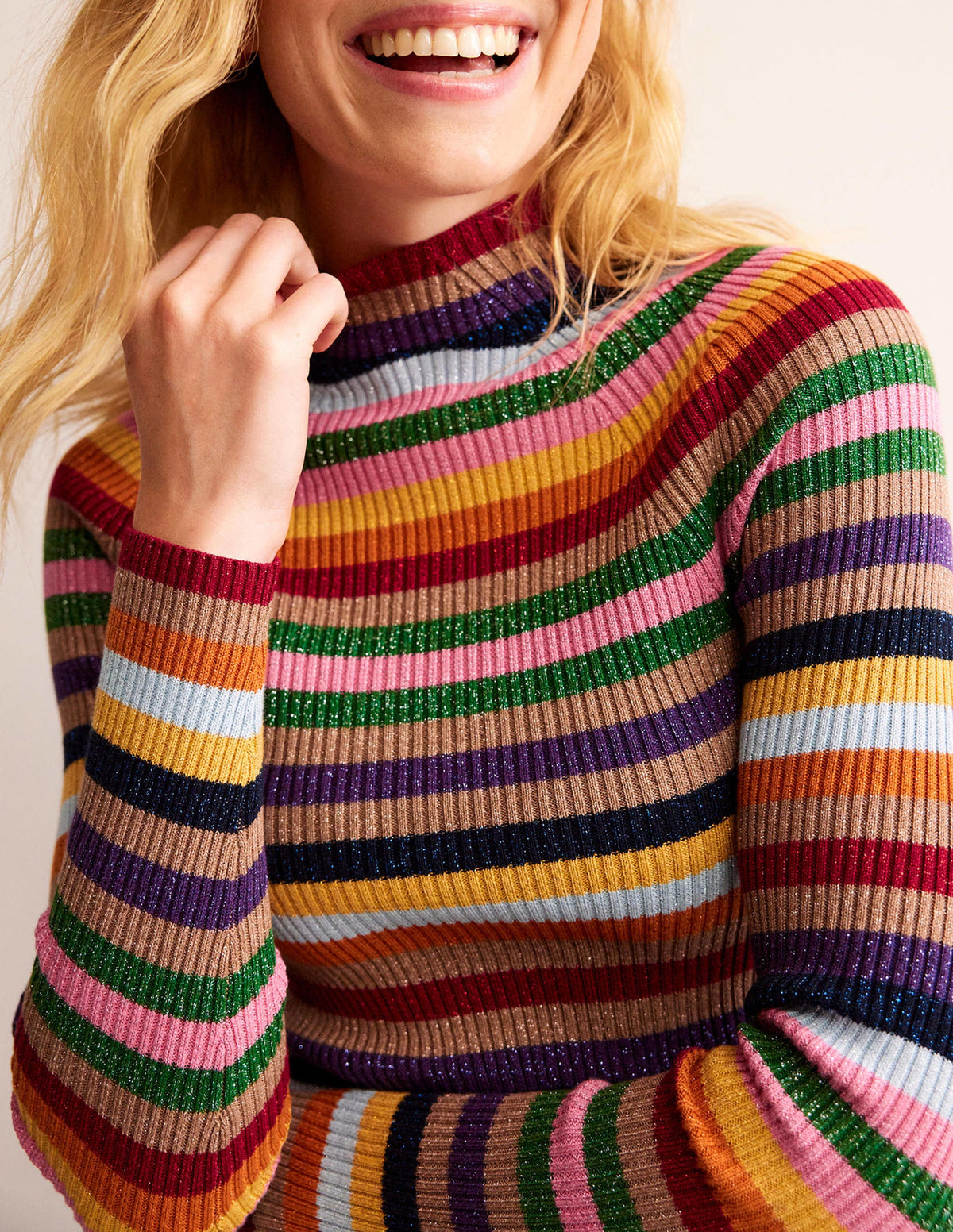 Matilda Glitzer-Pullover-Glitzer/Bunt, Gestreift - Image 2