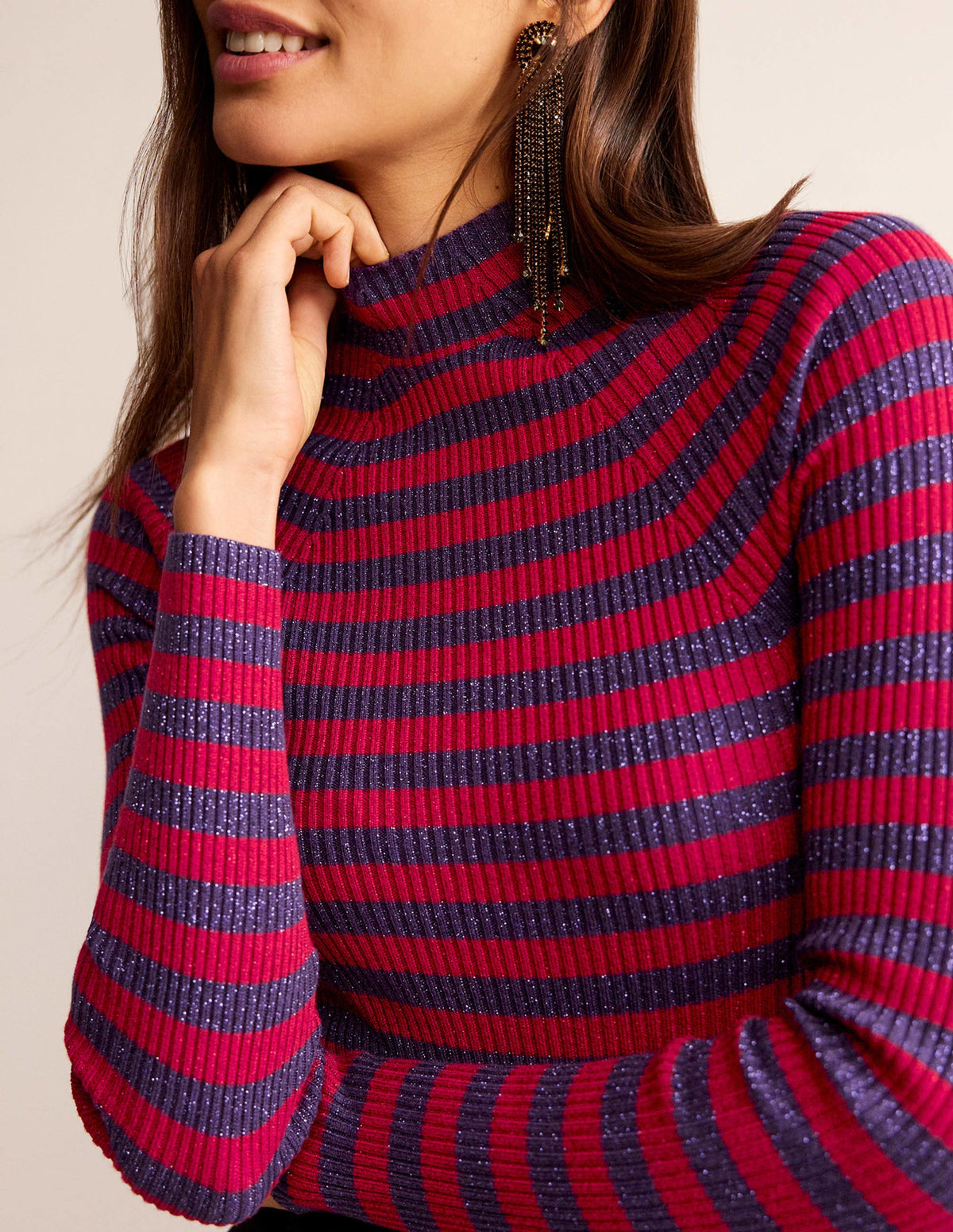 Matilda Glitzer-Pullover-Sattes Violett und Dunkelrot-2