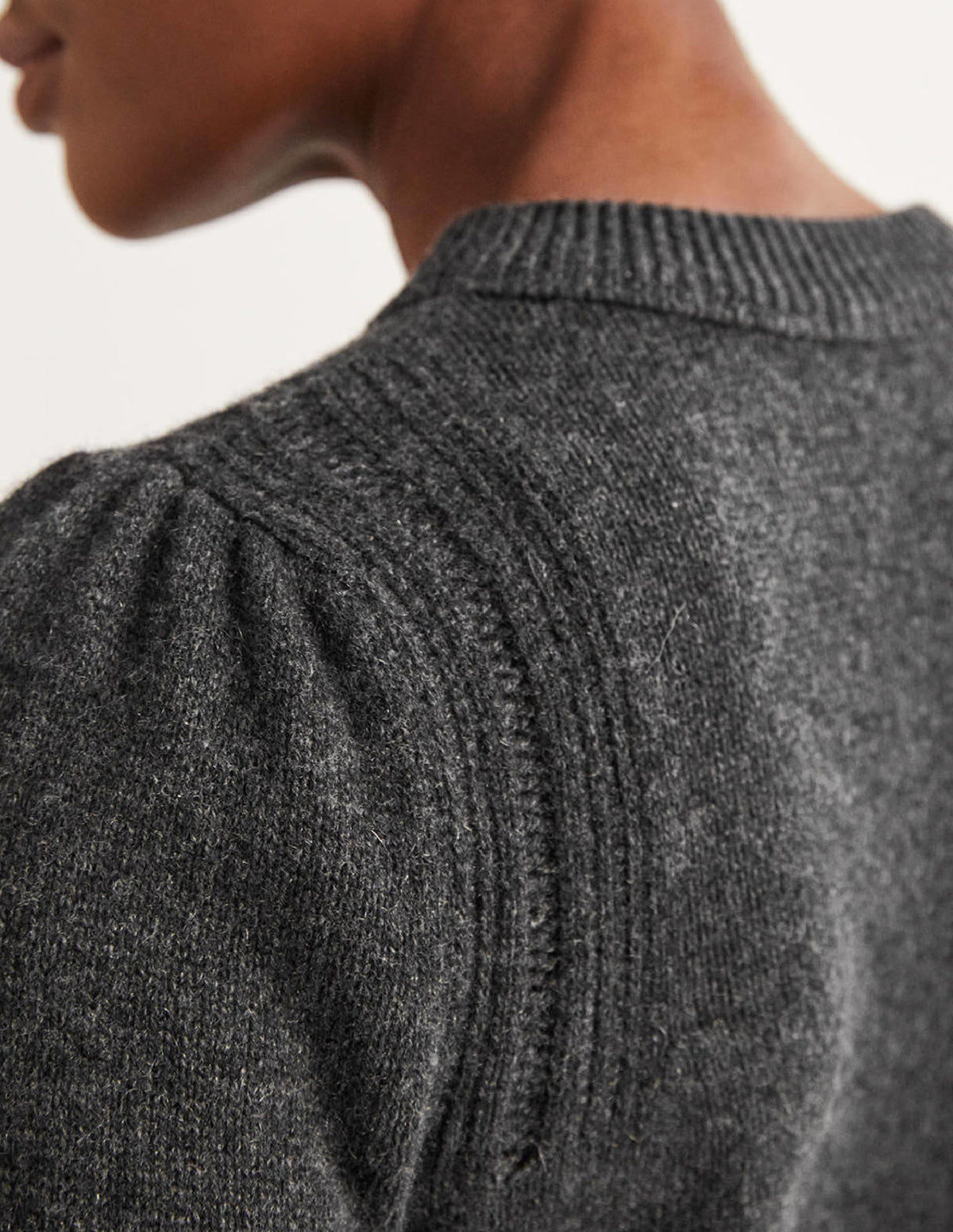 Luftiger Kaschmirpullover-Anthrazit Meliert-2