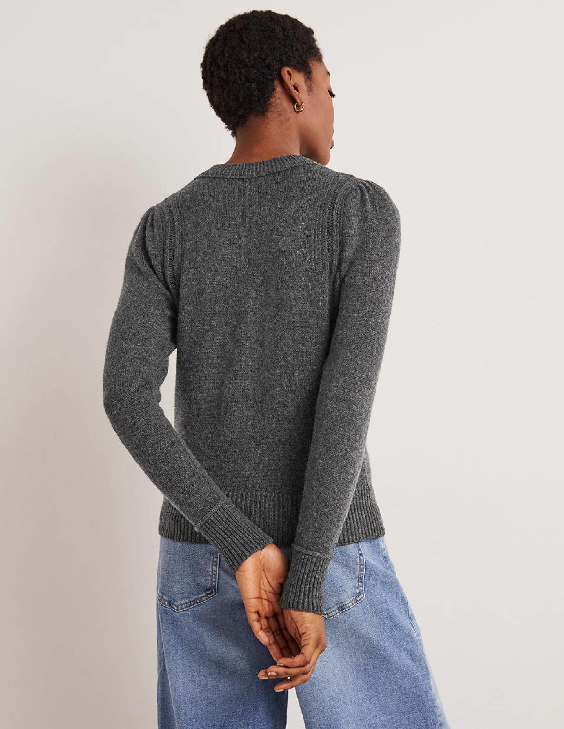 Luftiger Kaschmirpullover-Anthrazit Meliert-3