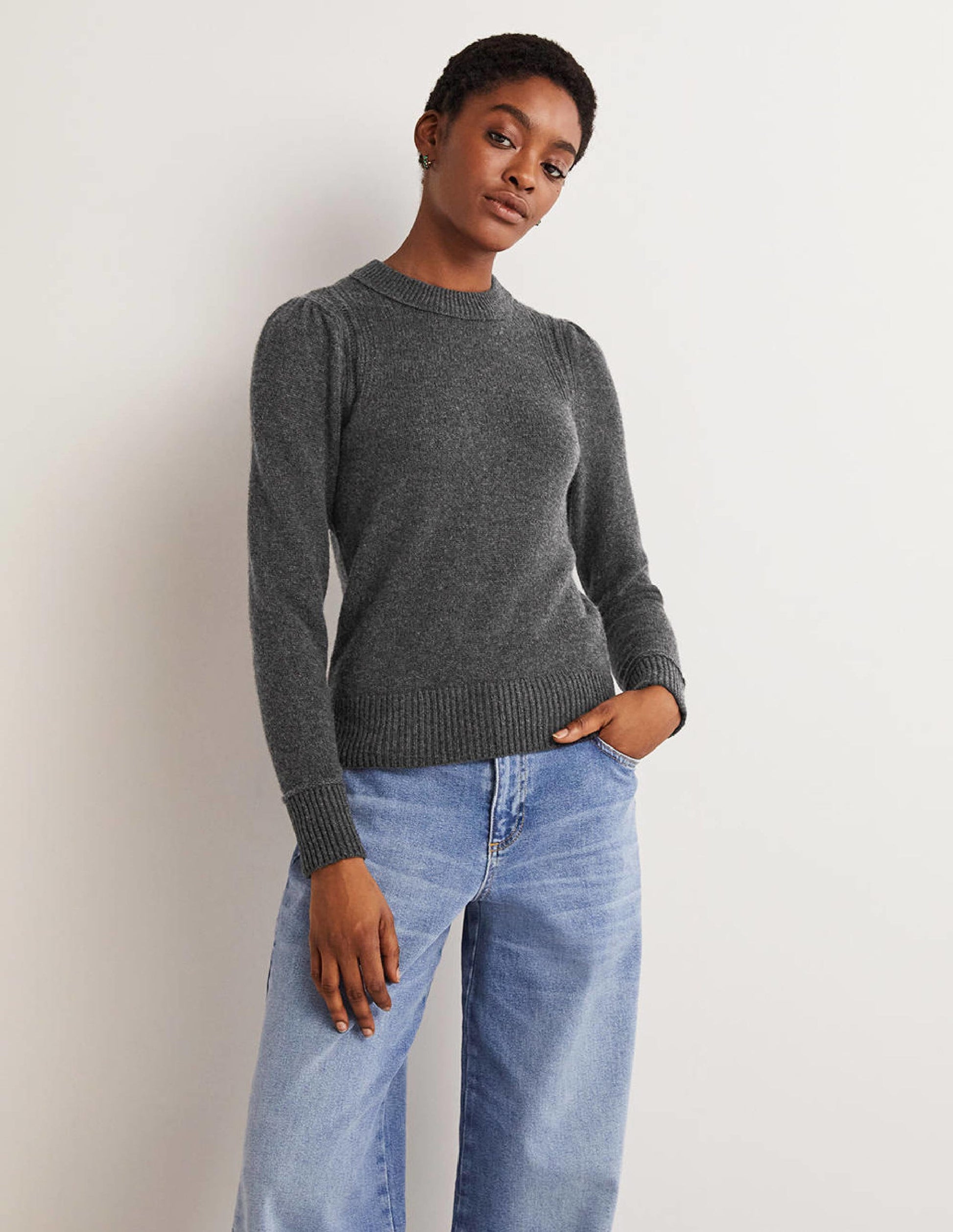 Luftiger Kaschmirpullover-Anthrazit Meliert-4