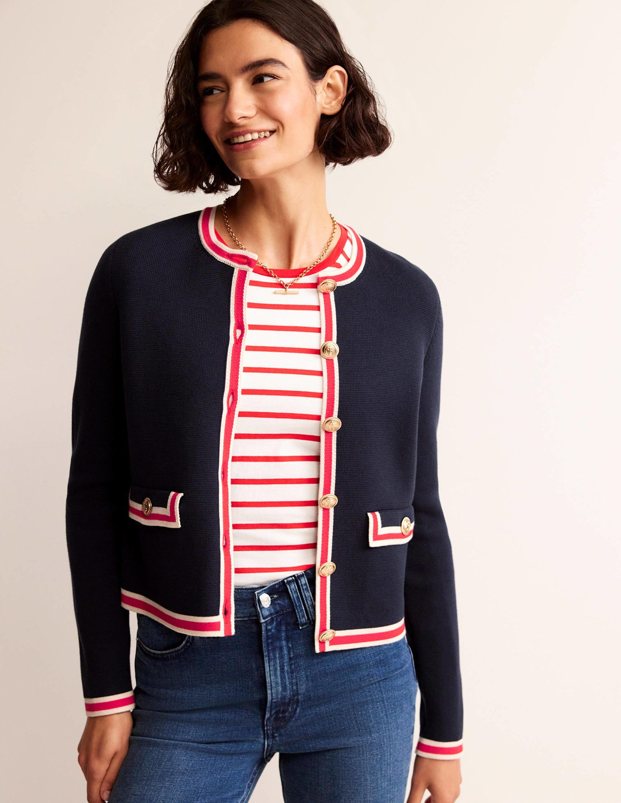 Veste Holly en maille-Bleu marine - Image 1